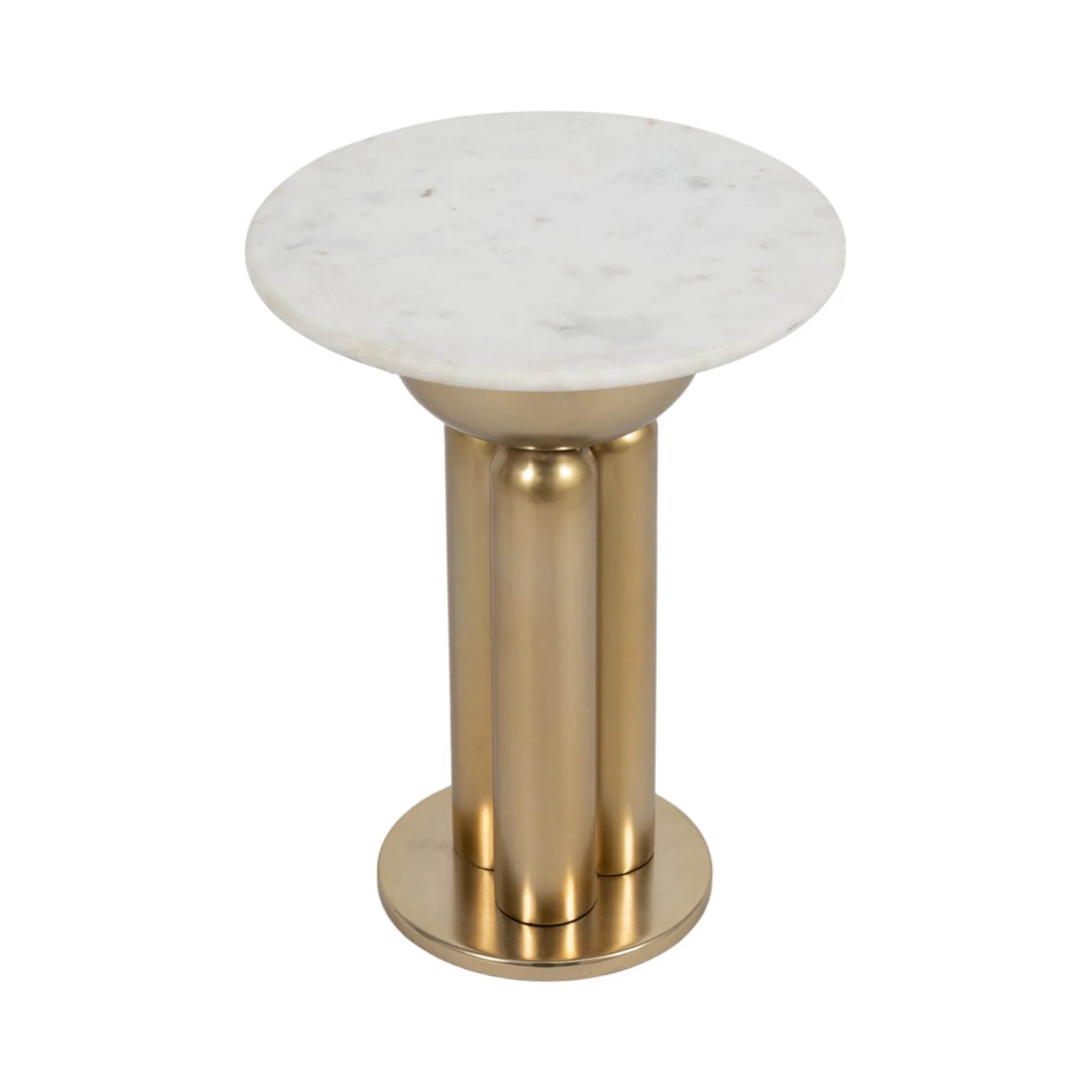 Metal, 22" Marble Top Side Table, Gold/white - Image 3