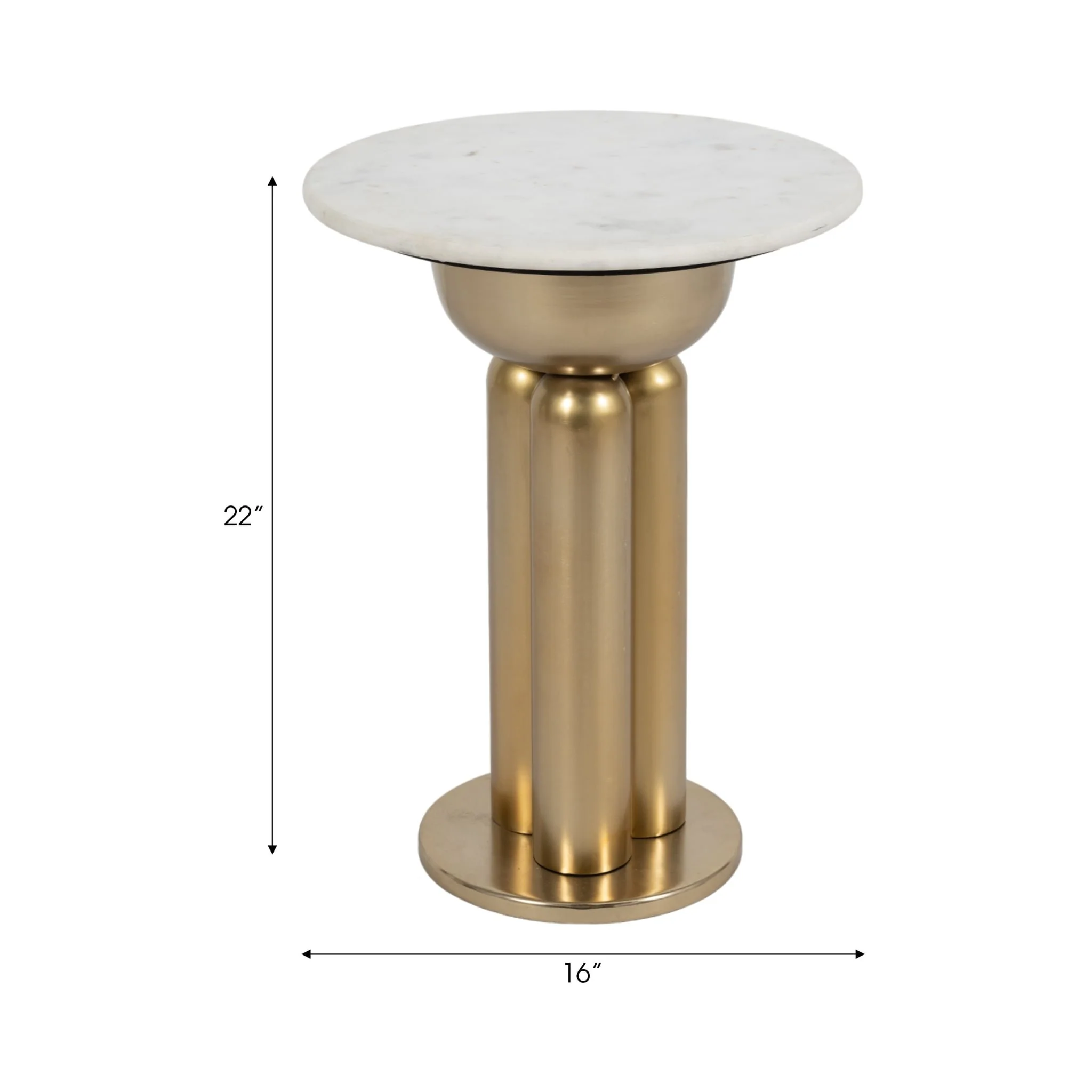 Metal, 22" Marble Top Side Table, Gold/white - Image 7