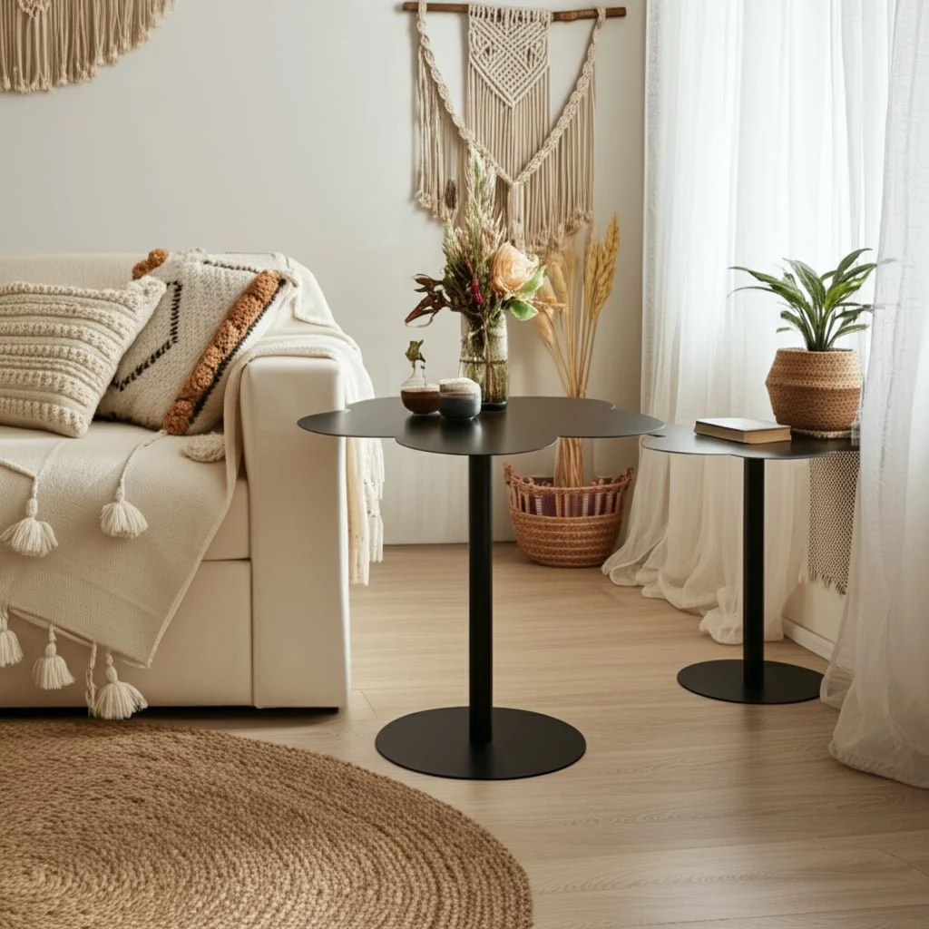 Metal, 22"dx21"h Clover Shaped Side Table,black Kd - Image 11