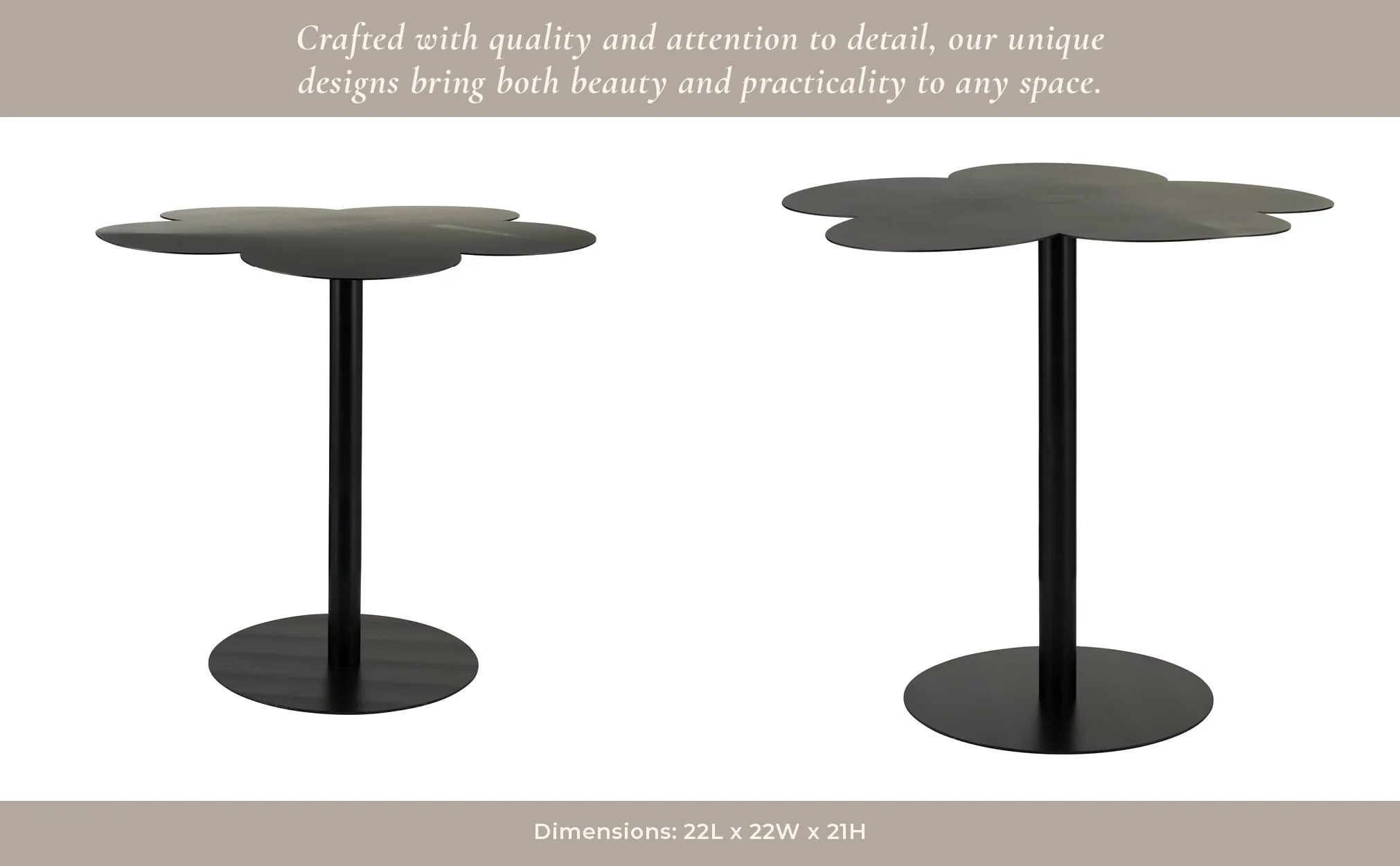 Metal, 22"dx21"h Clover Shaped Side Table,black Kd - Image 12