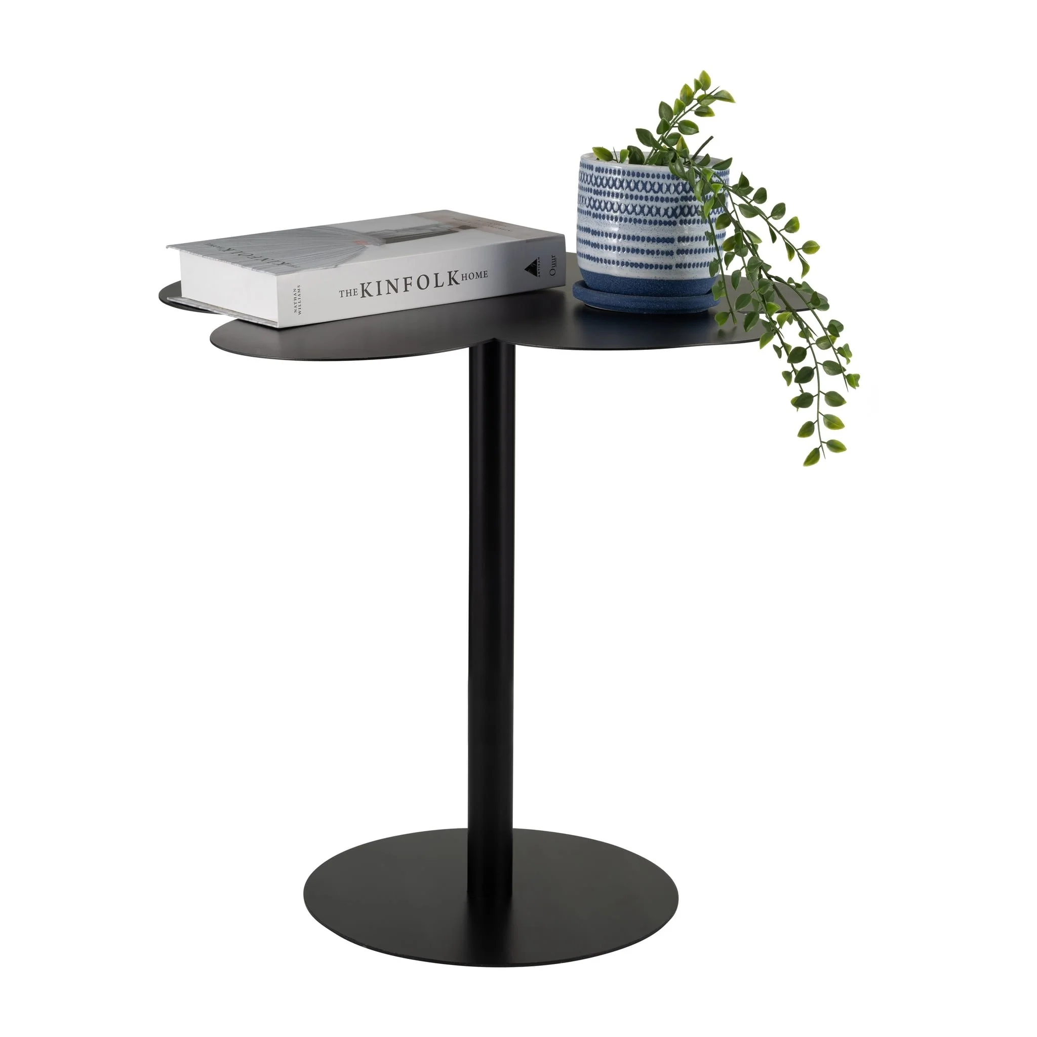 Metal, 22"dx21"h Clover Shaped Side Table,black Kd - Image 3