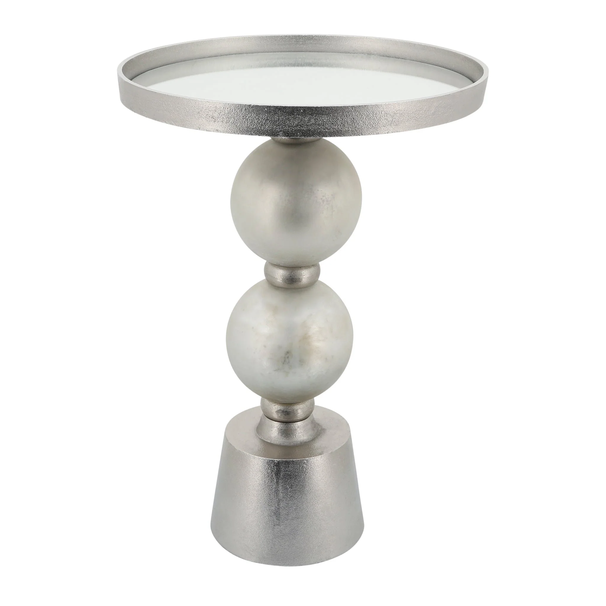 Metal, 22"h Orb Side Table, Mirror Top, Champ/brnz - Image 2