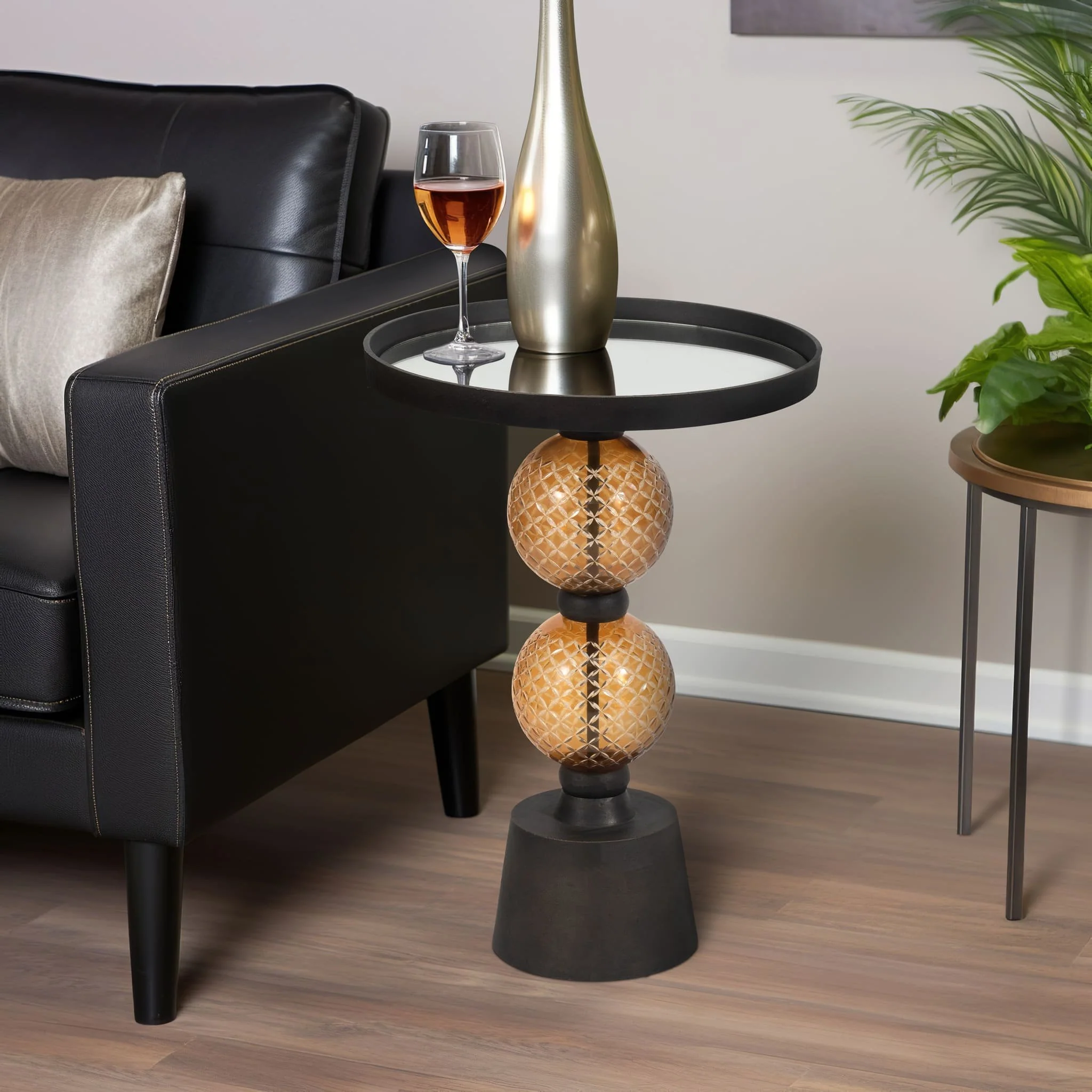 Metal, 22"h Orb Side Table, Mirror Top, Gld/blk - Image 10