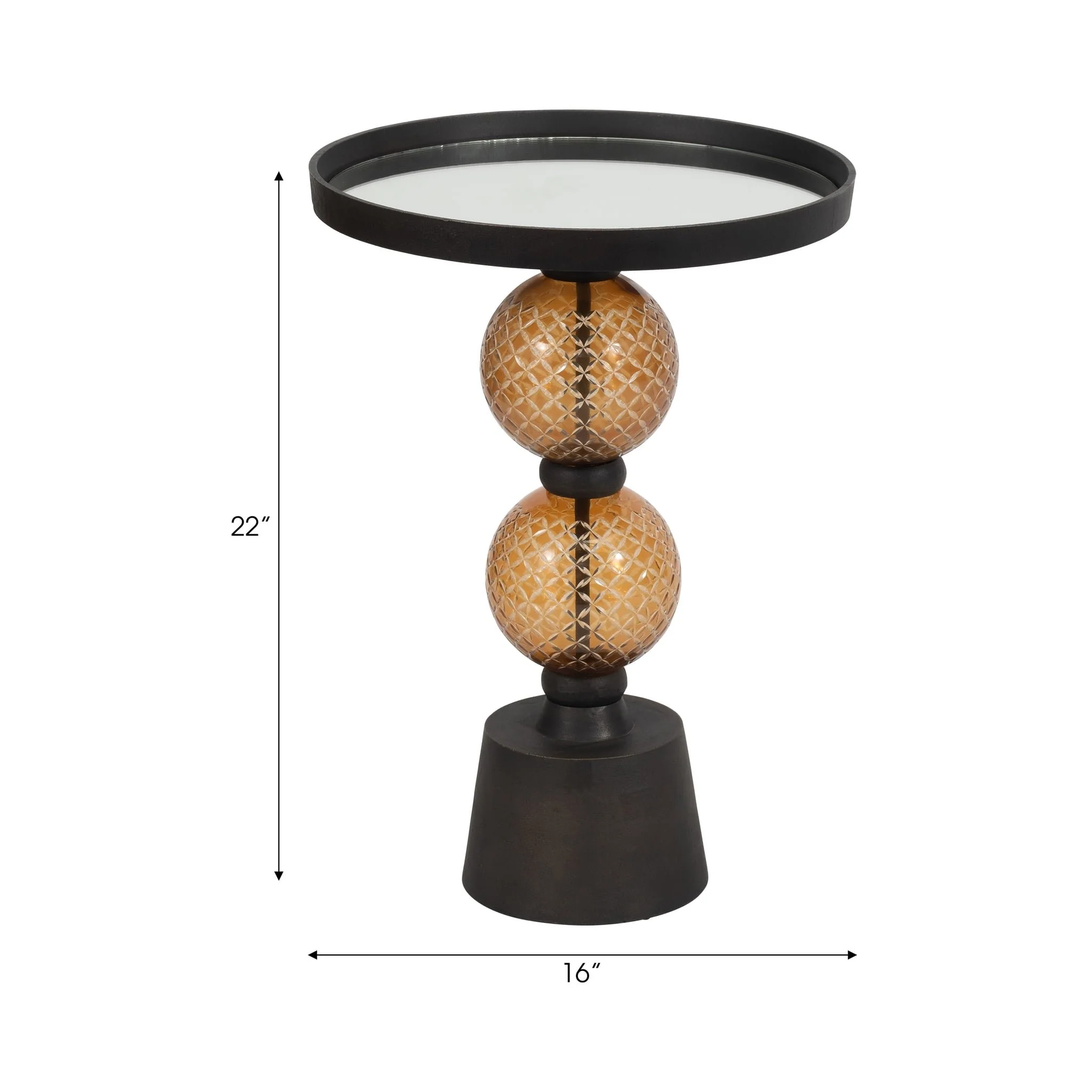 Metal, 22"h Orb Side Table, Mirror Top, Gld/blk - Image 7