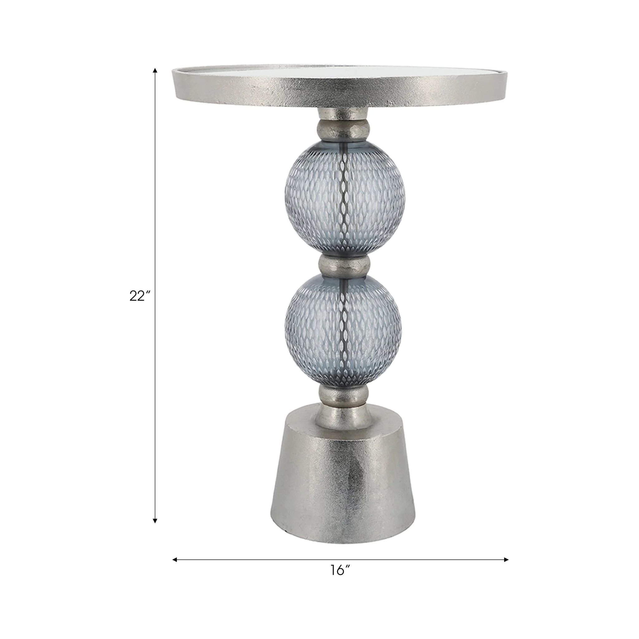 Metal, 22"h Orb Side Table, Mirror Top, Gry/brnz - Image 6