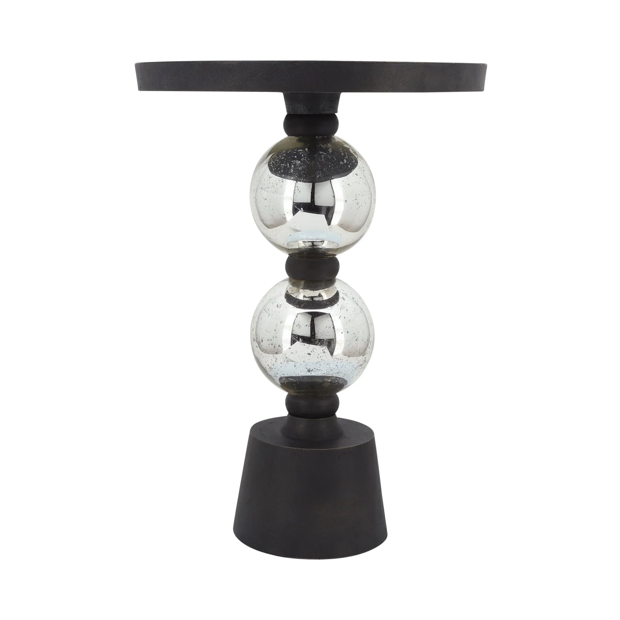 Metal, 22"h Orb Side Table, Mirror Top, Sil/blk - Image 3