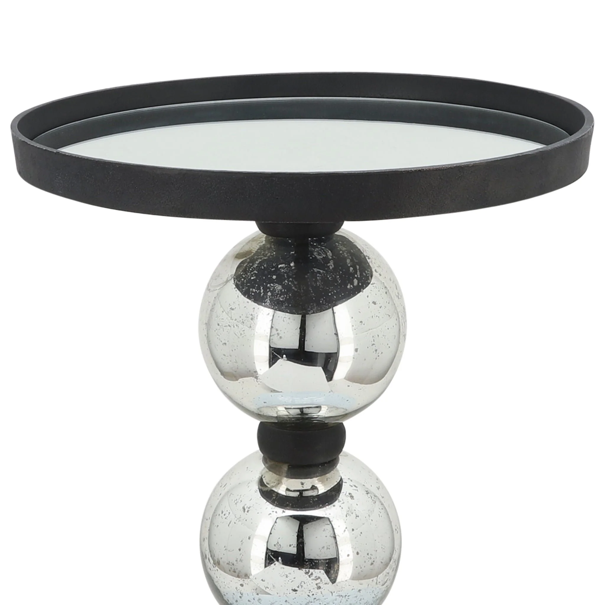 Metal, 22"h Orb Side Table, Mirror Top, Sil/blk - Image 4