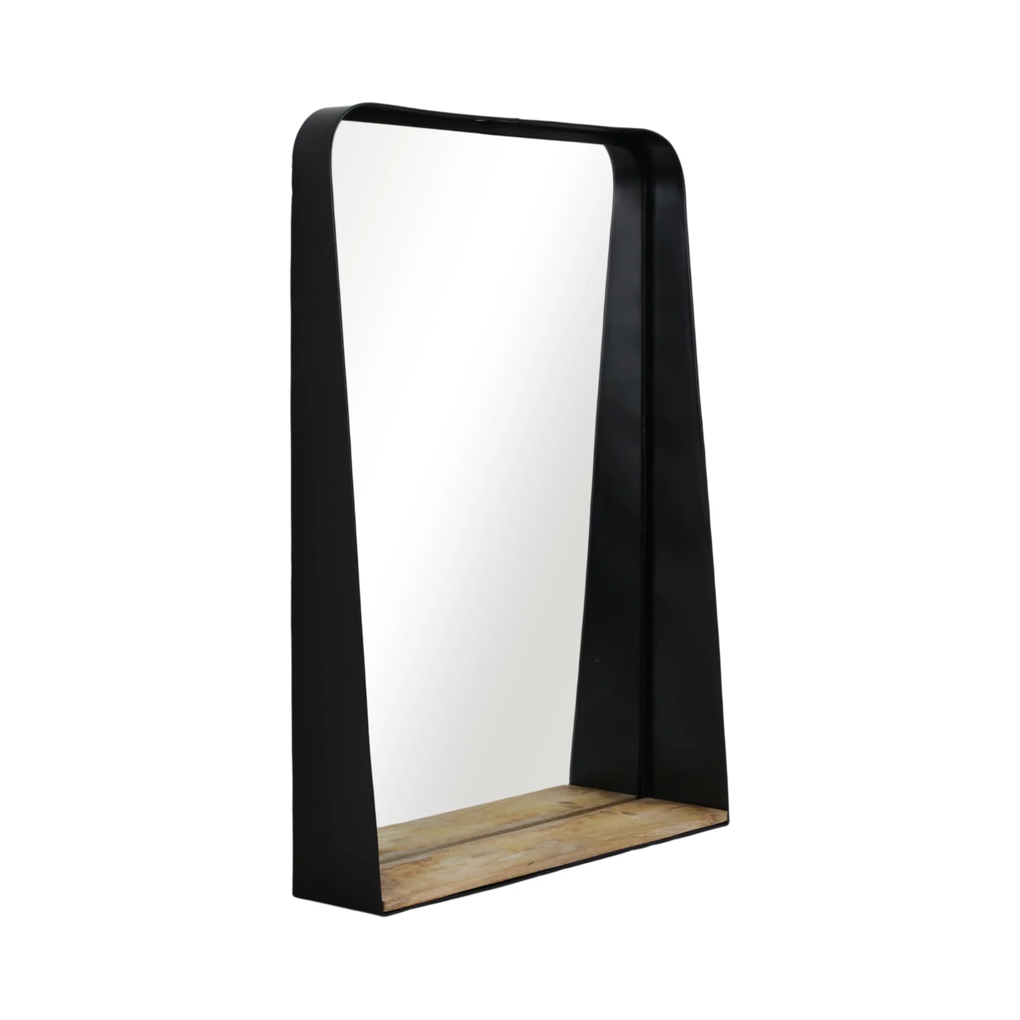 Metal, 22x30 Mirror W/ Shelf, Black/brown - Image 2
