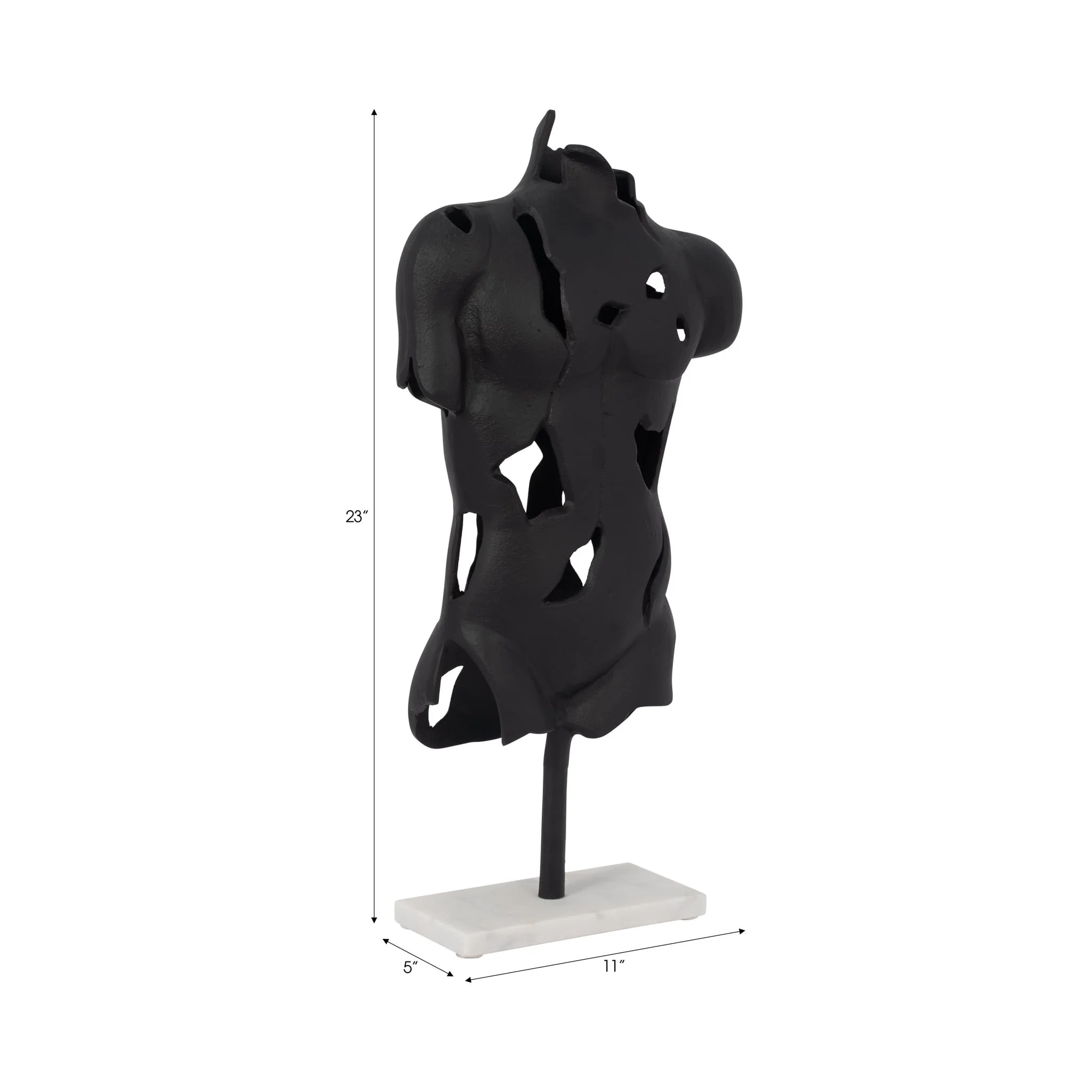 Metal, 23" Cracked Bust On Stand, Black - Image 2