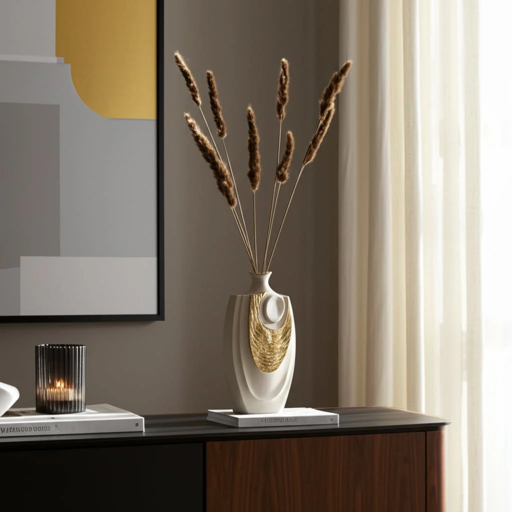 Metal, 23" Embossed Swirl Vase, Gold/nude - Image 12