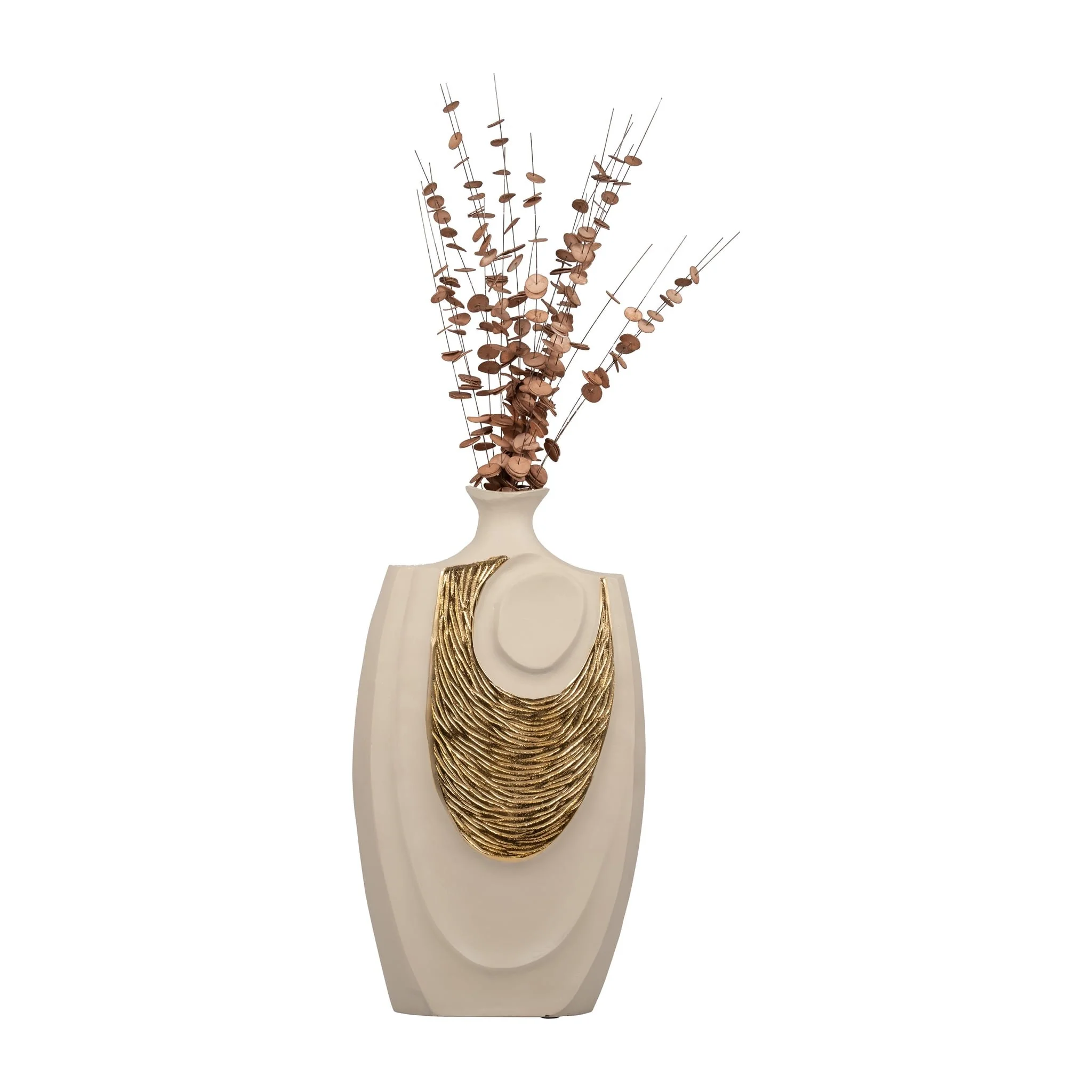 Metal, 23" Embossed Swirl Vase, Gold/nude - Image 4