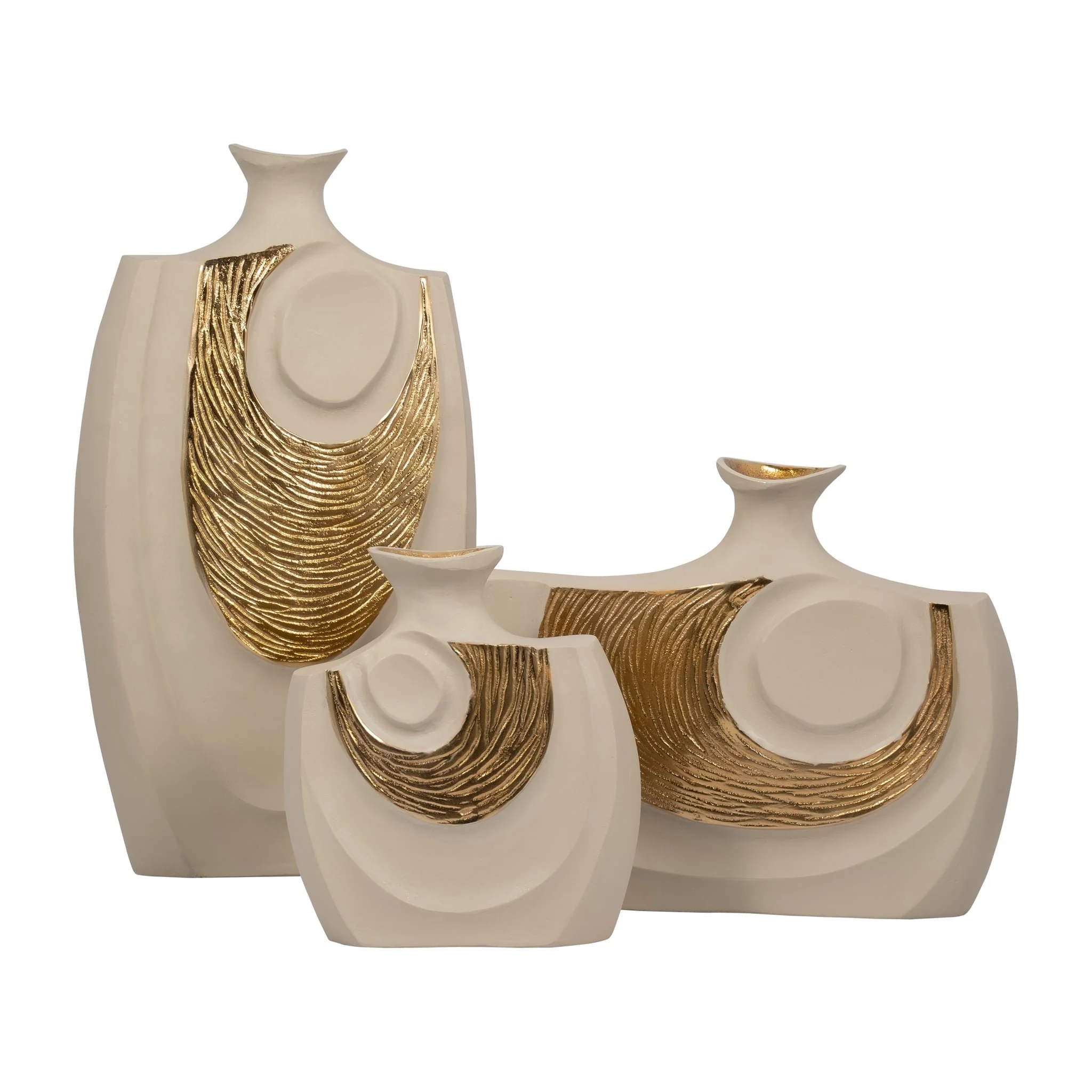 Metal, 23" Embossed Swirl Vase, Gold/nude - Image 8