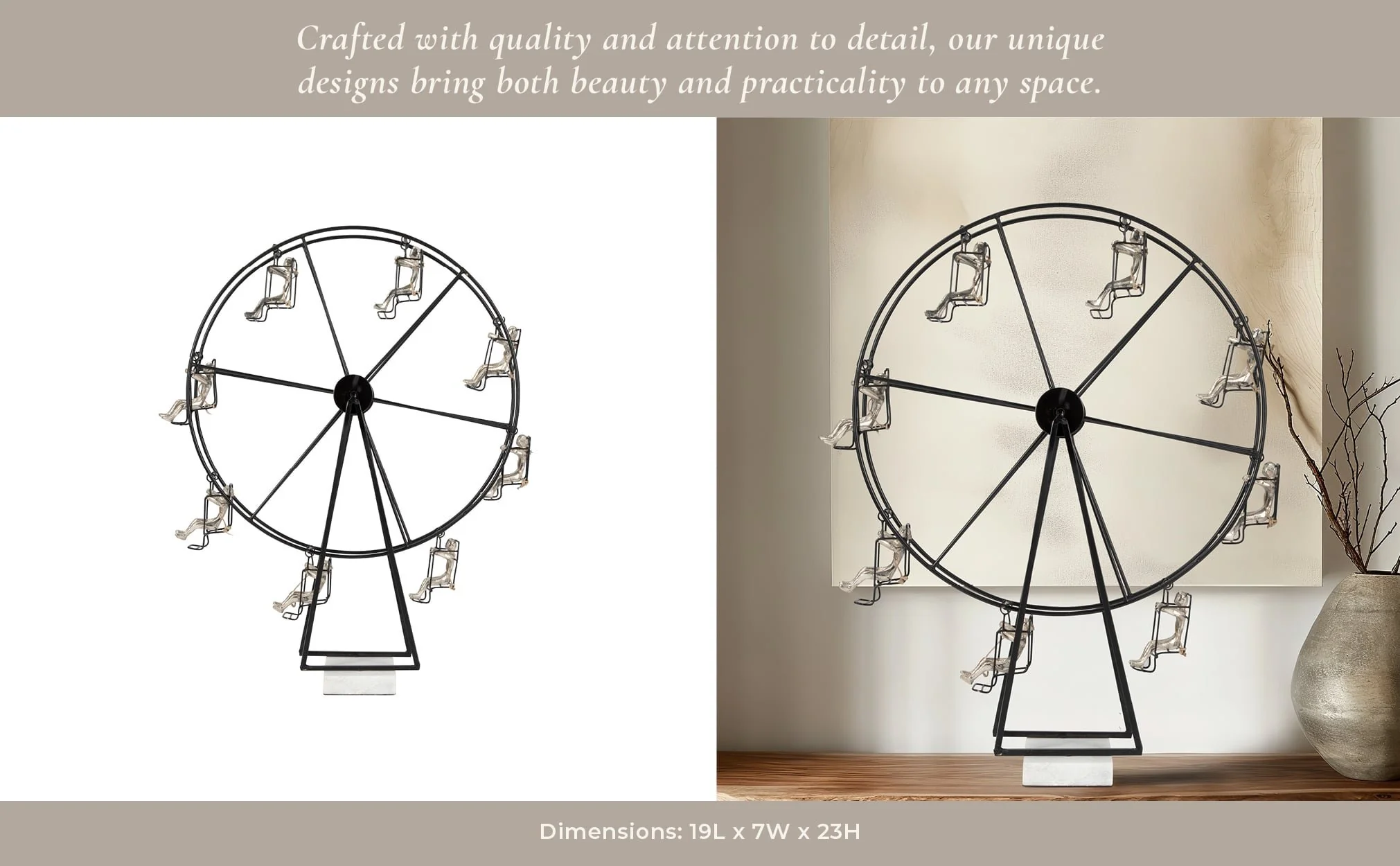 Metal, 23" Ferris Wheel, Black - Image 11