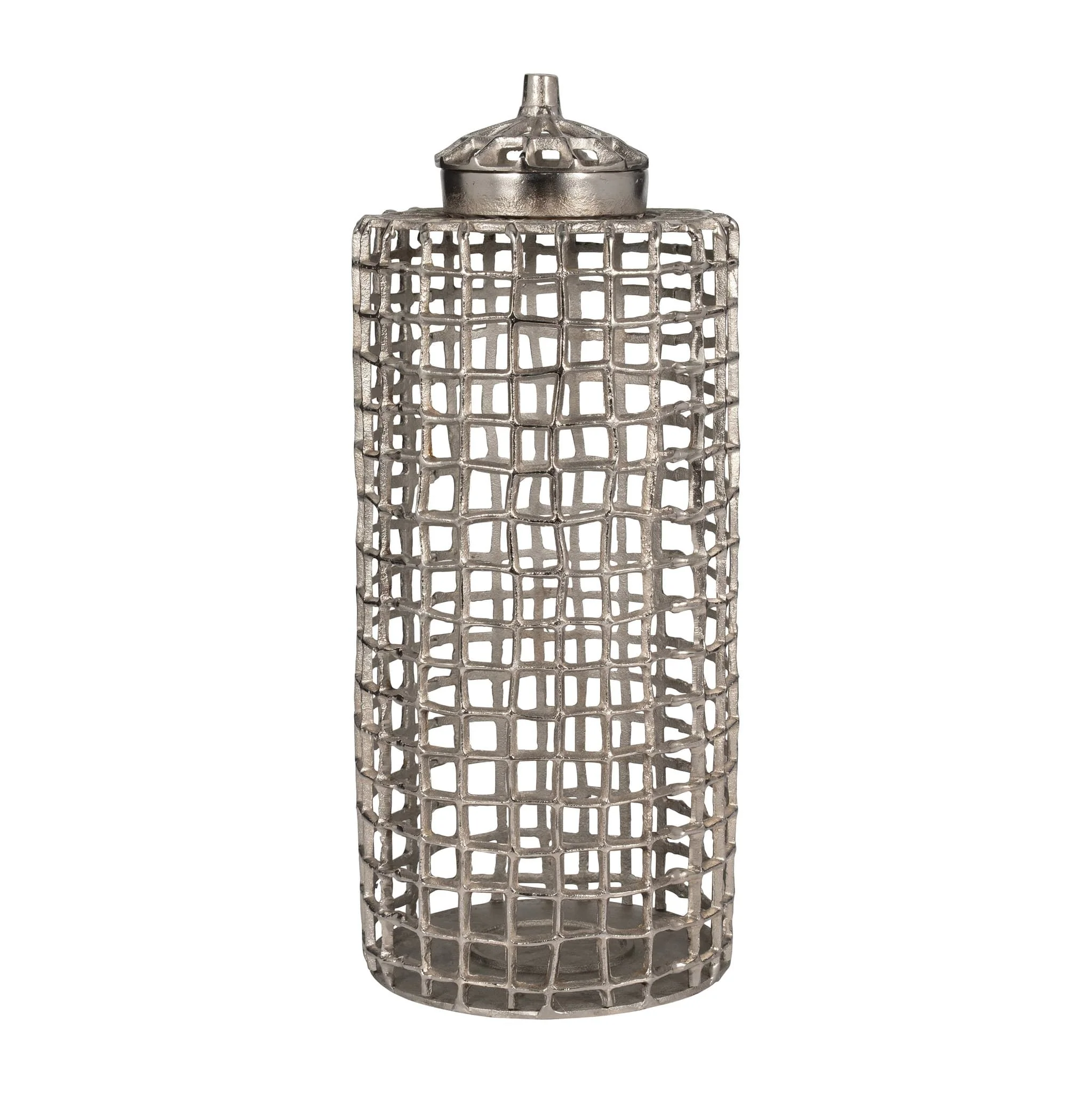 Metal, 23" Lidded Jar, Silver - Image 3
