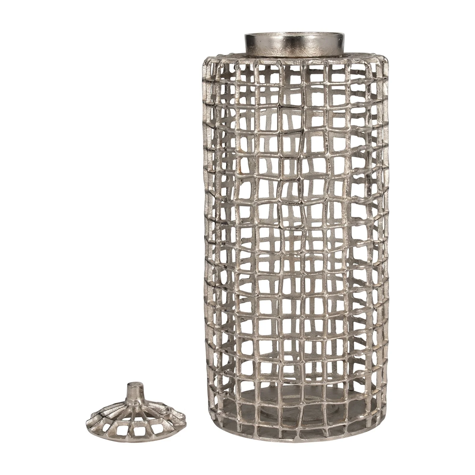 Metal, 23" Lidded Jar, Silver - Image 4