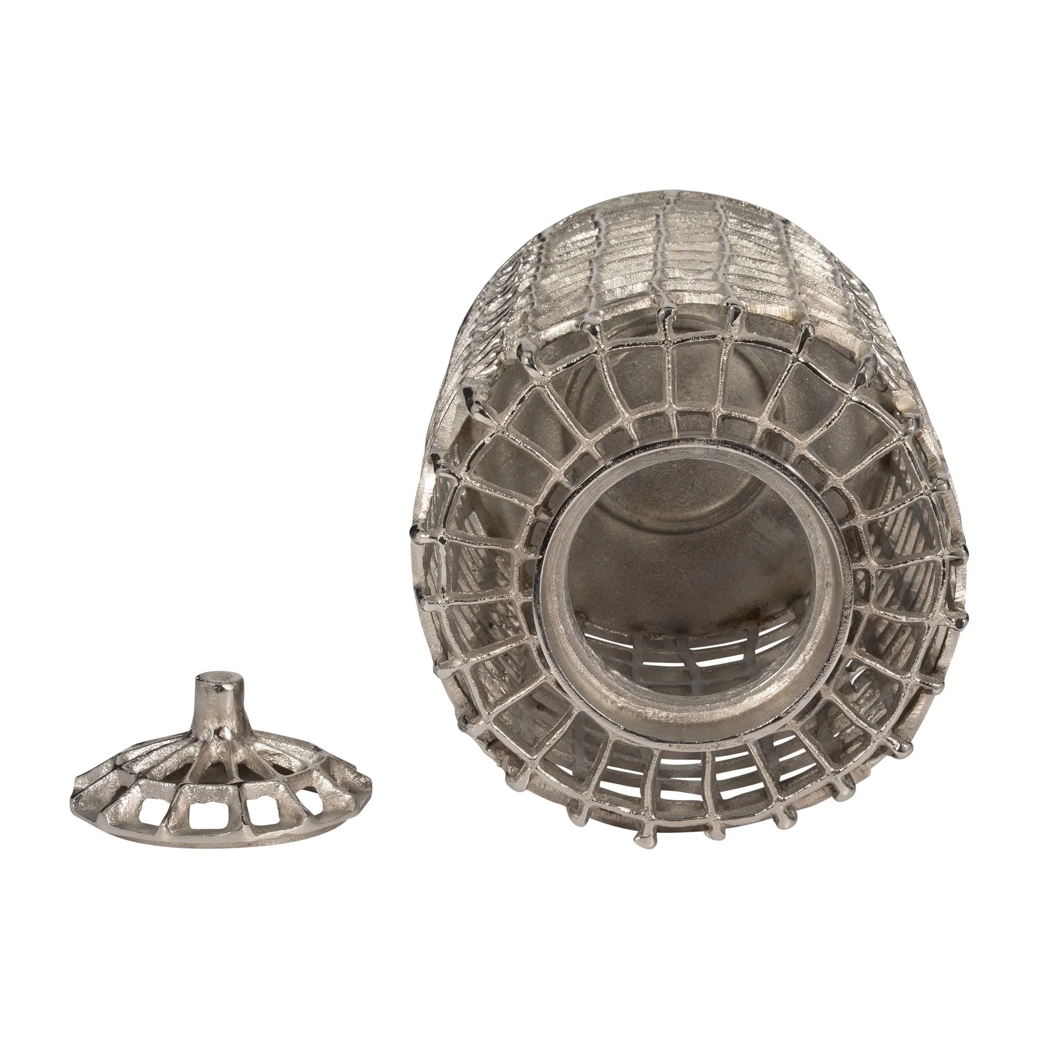 Metal, 23" Lidded Jar, Silver - Image 6