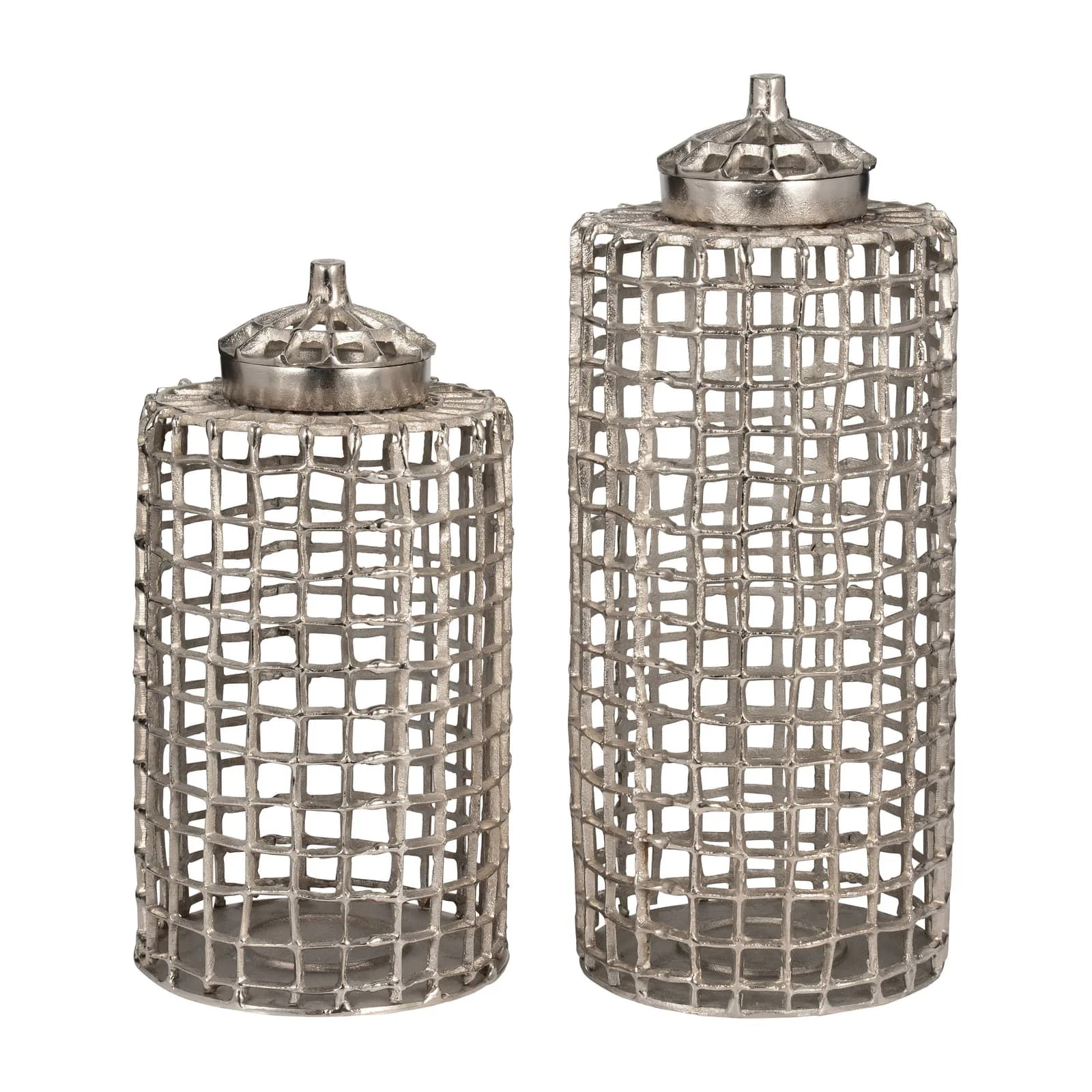 Metal, 23" Lidded Jar, Silver - Image 8