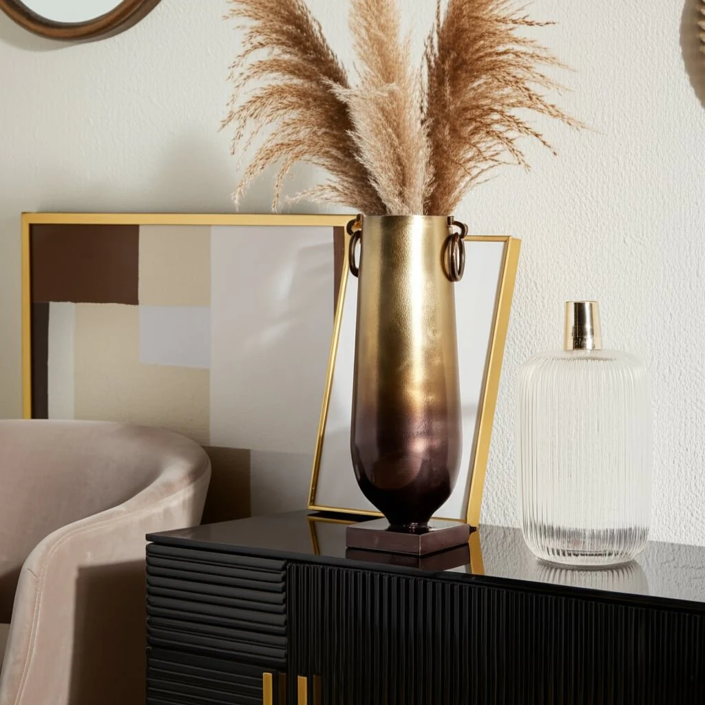 Metal, 23" Metallic Vase, Bronze - Image 10