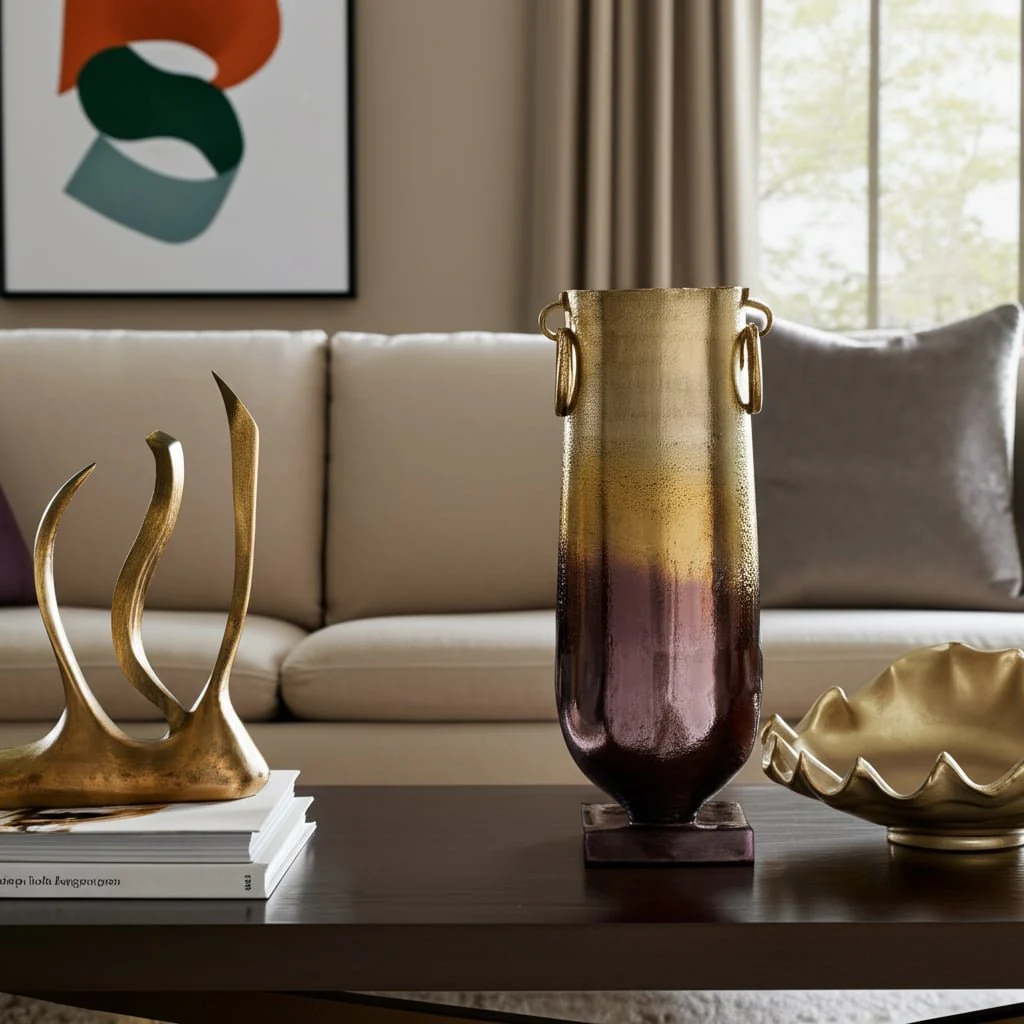 Metal, 23" Metallic Vase, Bronze - Image 12