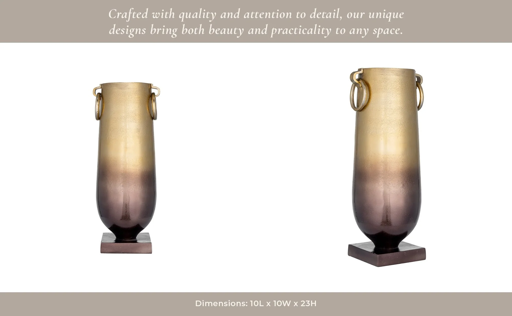 Metal, 23" Metallic Vase, Bronze - Image 14