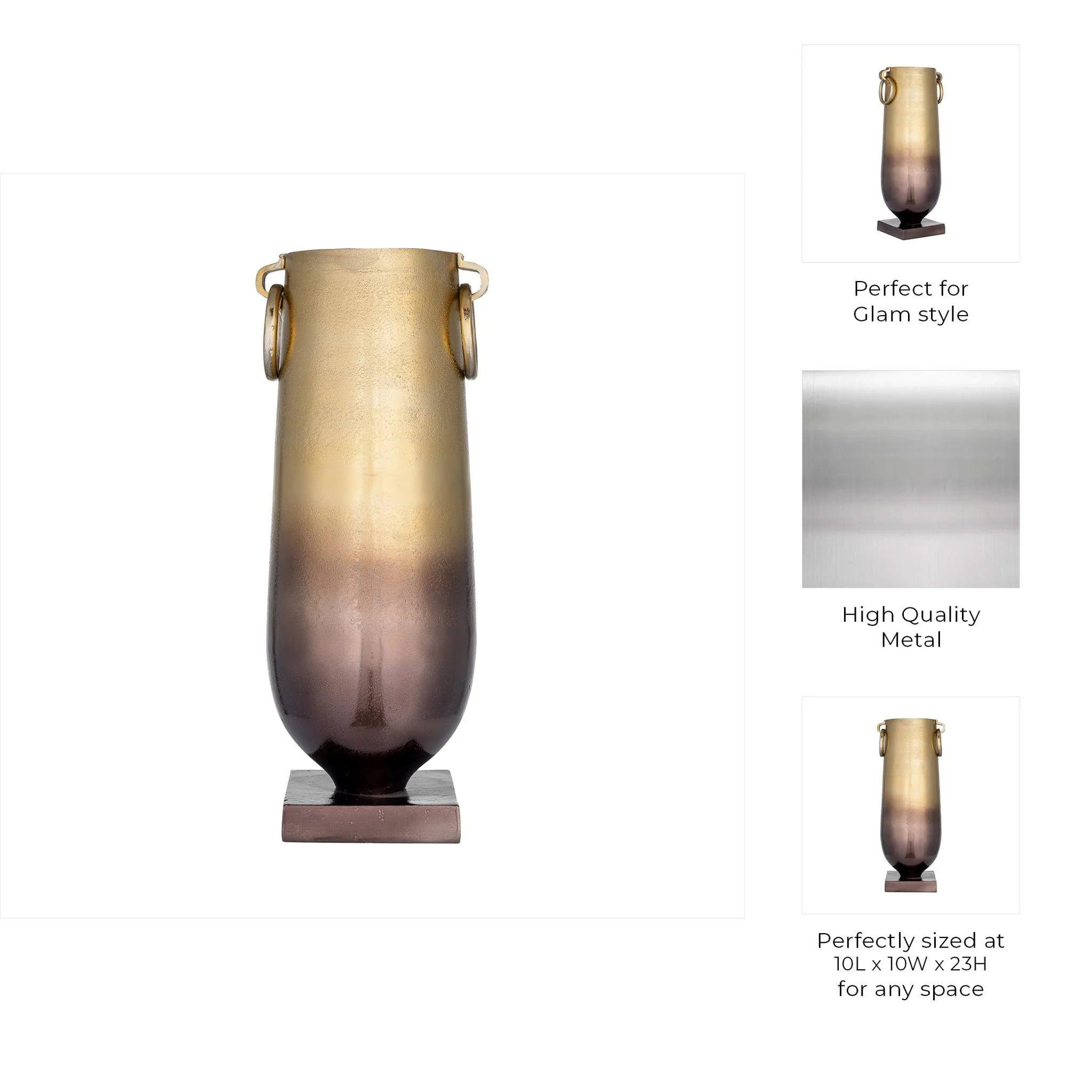 Metal, 23" Metallic Vase, Bronze - Image 9