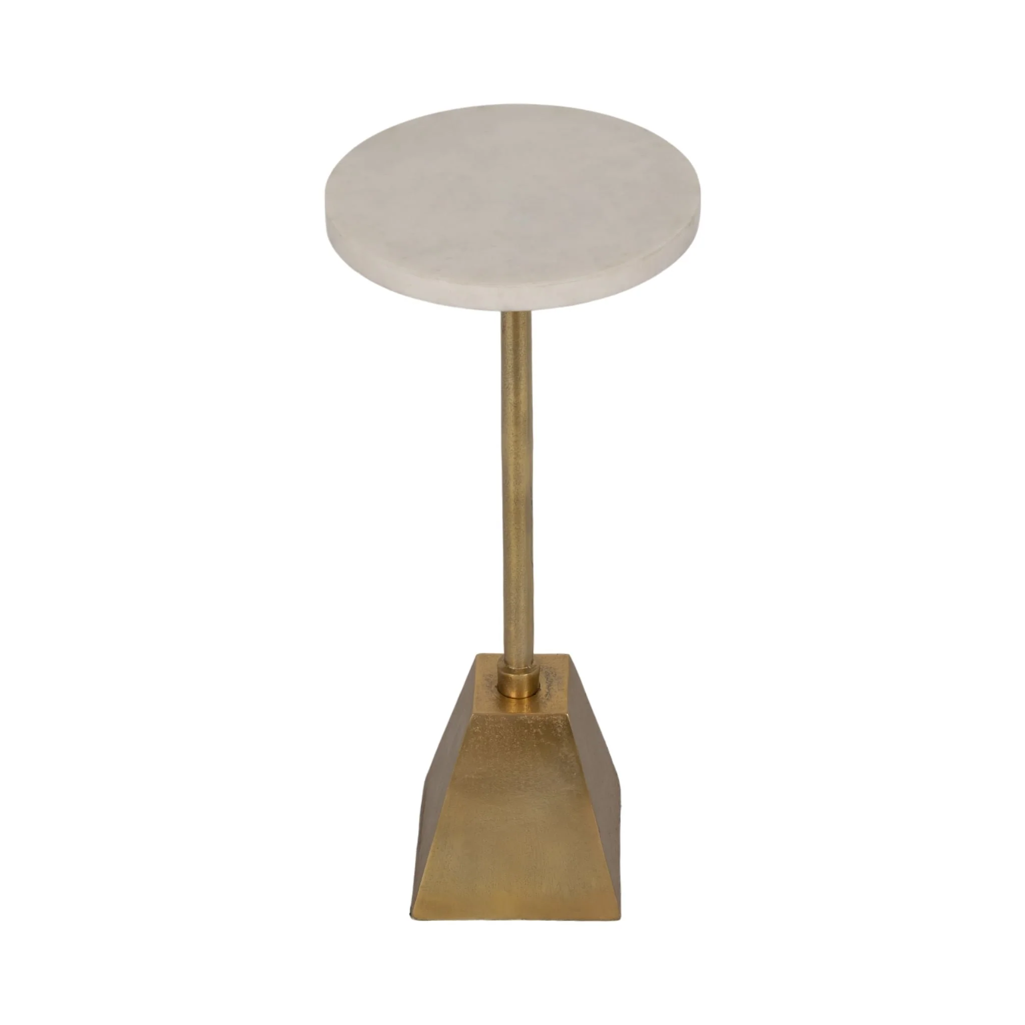 Metal, 23"h Round Drink Table, Gold/white - Image 3