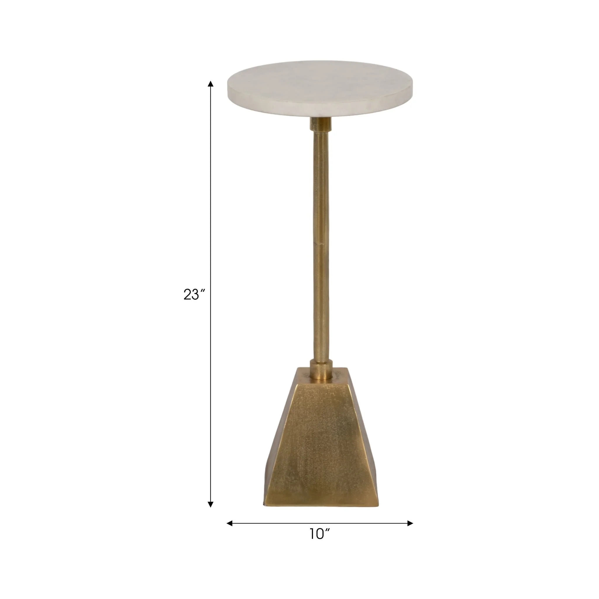 Metal, 23"h Round Drink Table, Gold/white - Image 6