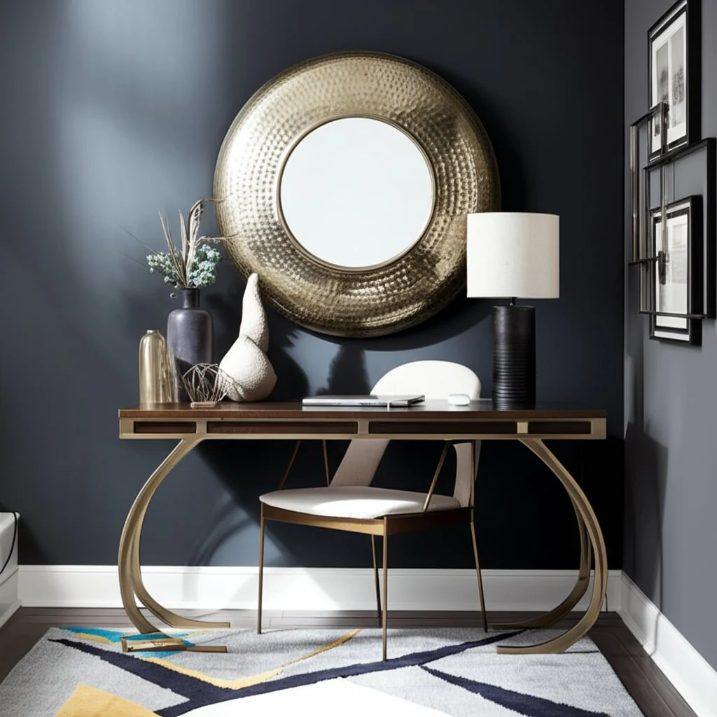 Metal,24",hammered Mirror,gold Wb - Image 10