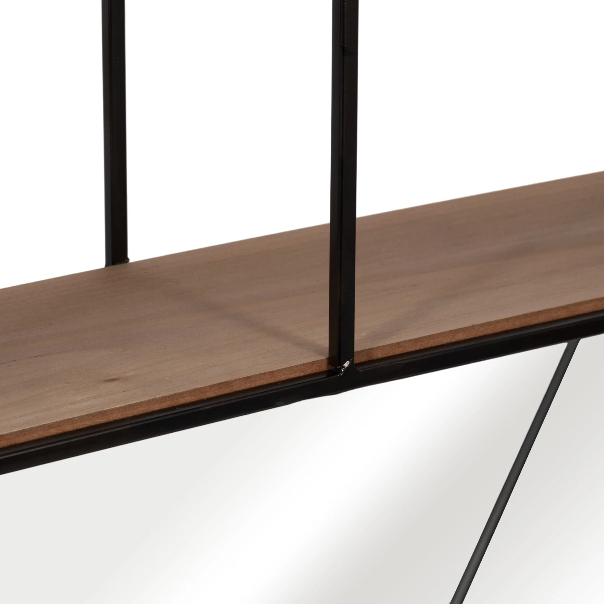 Metal 24" Hexagon Wall Shelf W/ Mirror, Brown - Image 4