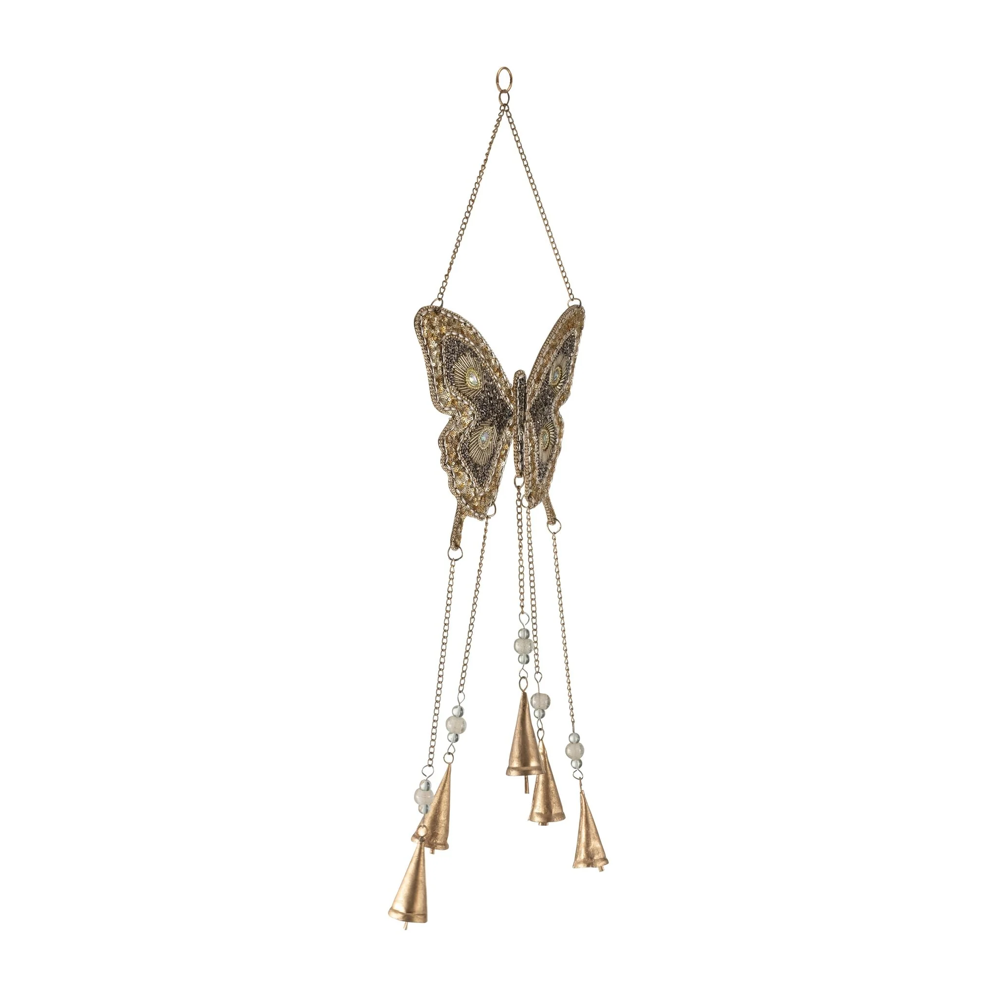 Metal, 24" Mosaic Butterfly Chime, Gold - Image 2