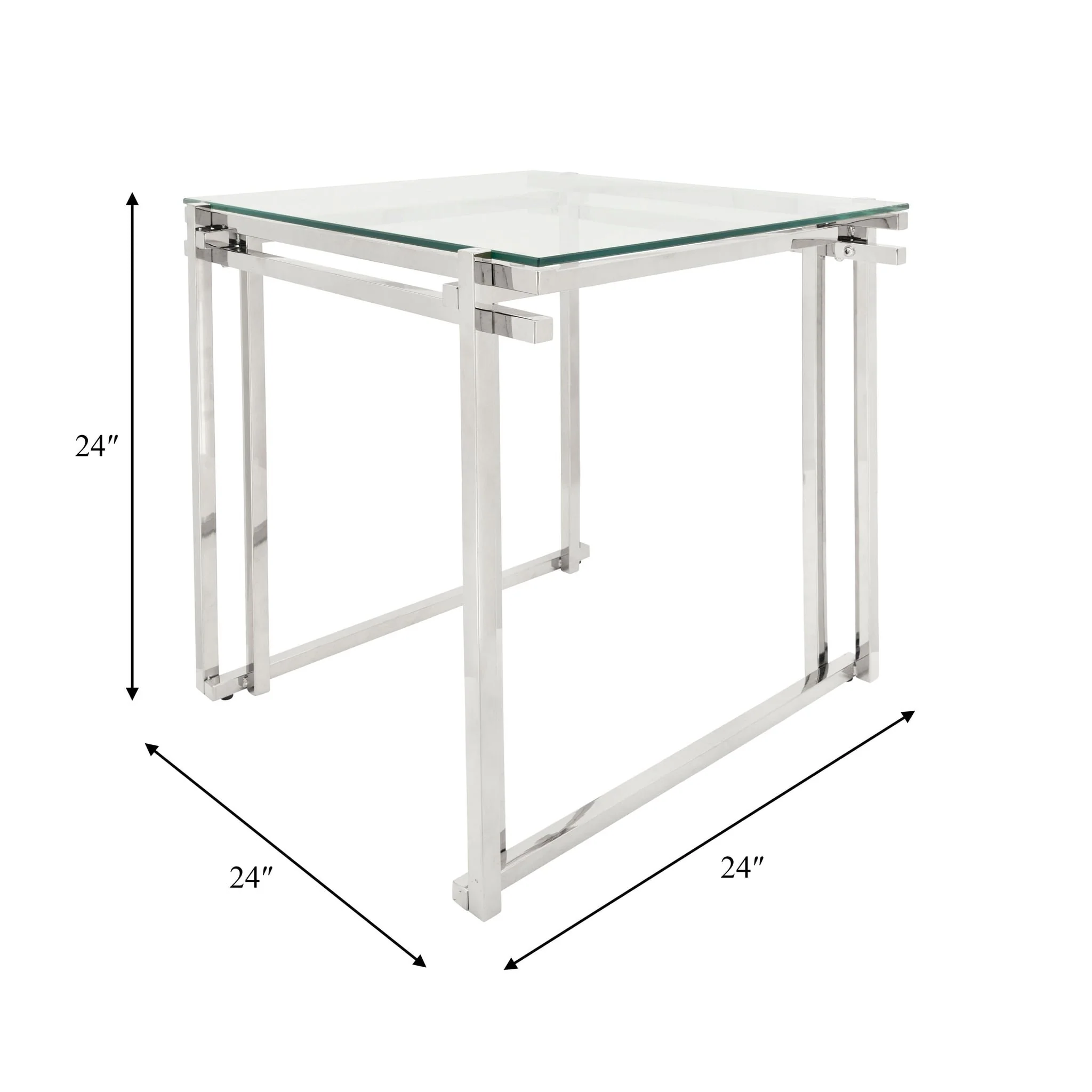 Metal 24" Side Table, Silver - Image 4