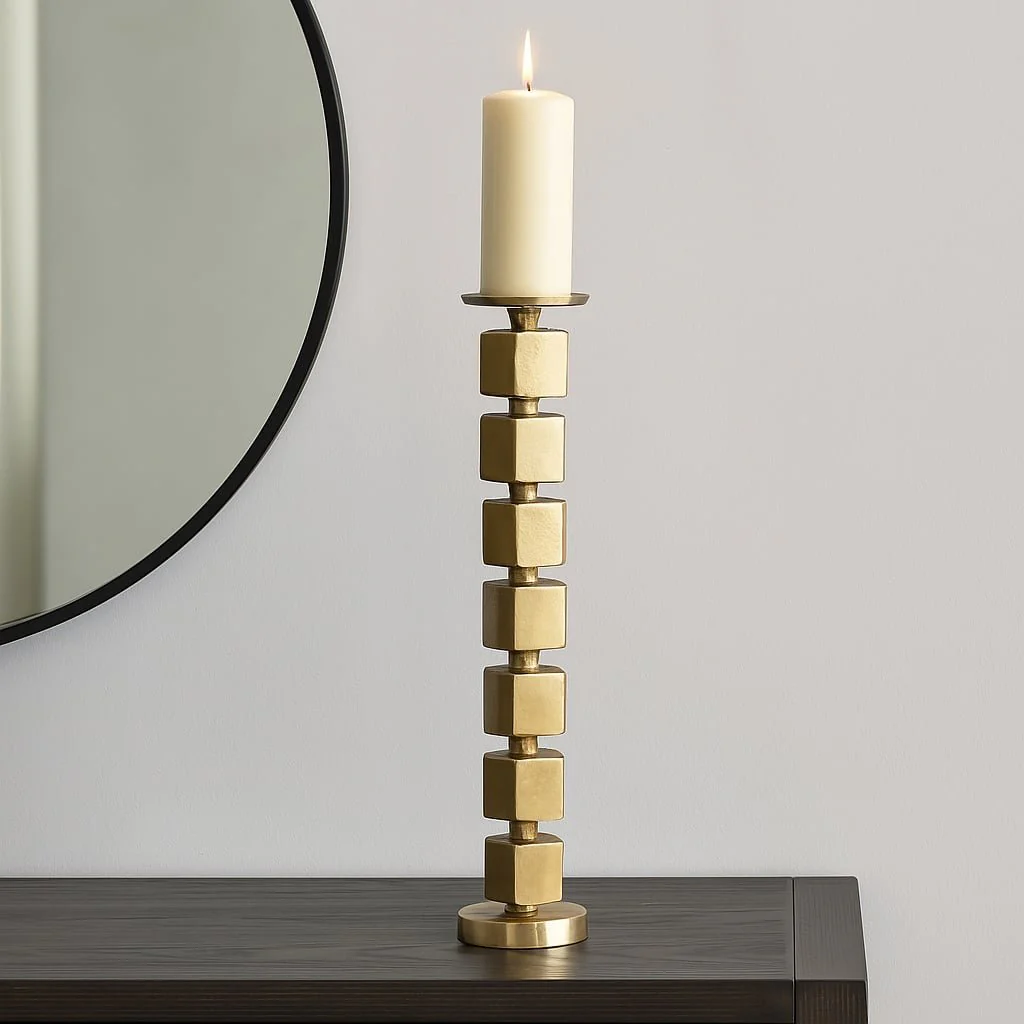 Metal, 24" Stacked Cubes Candleholder, Gold - Image 11