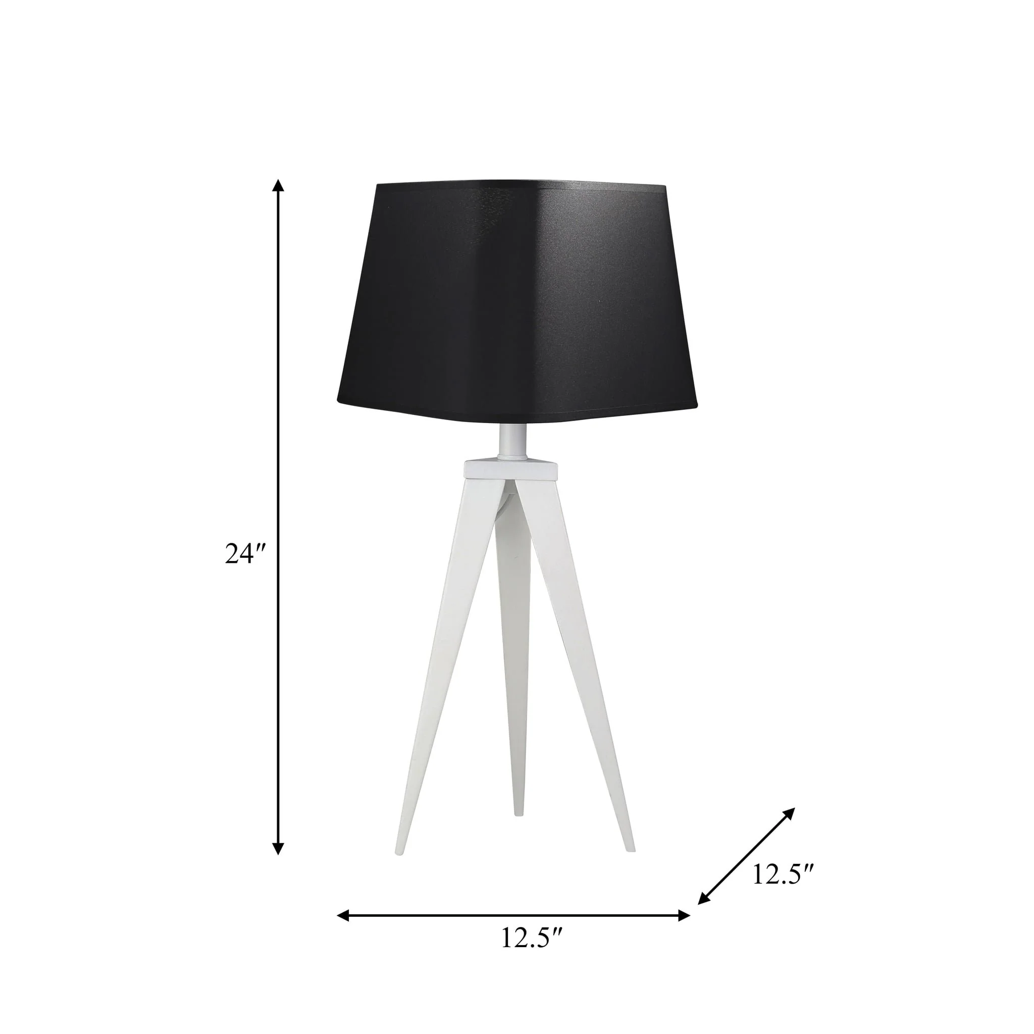 Metal 24" Tripod Table Lamp, White/black - Image 5