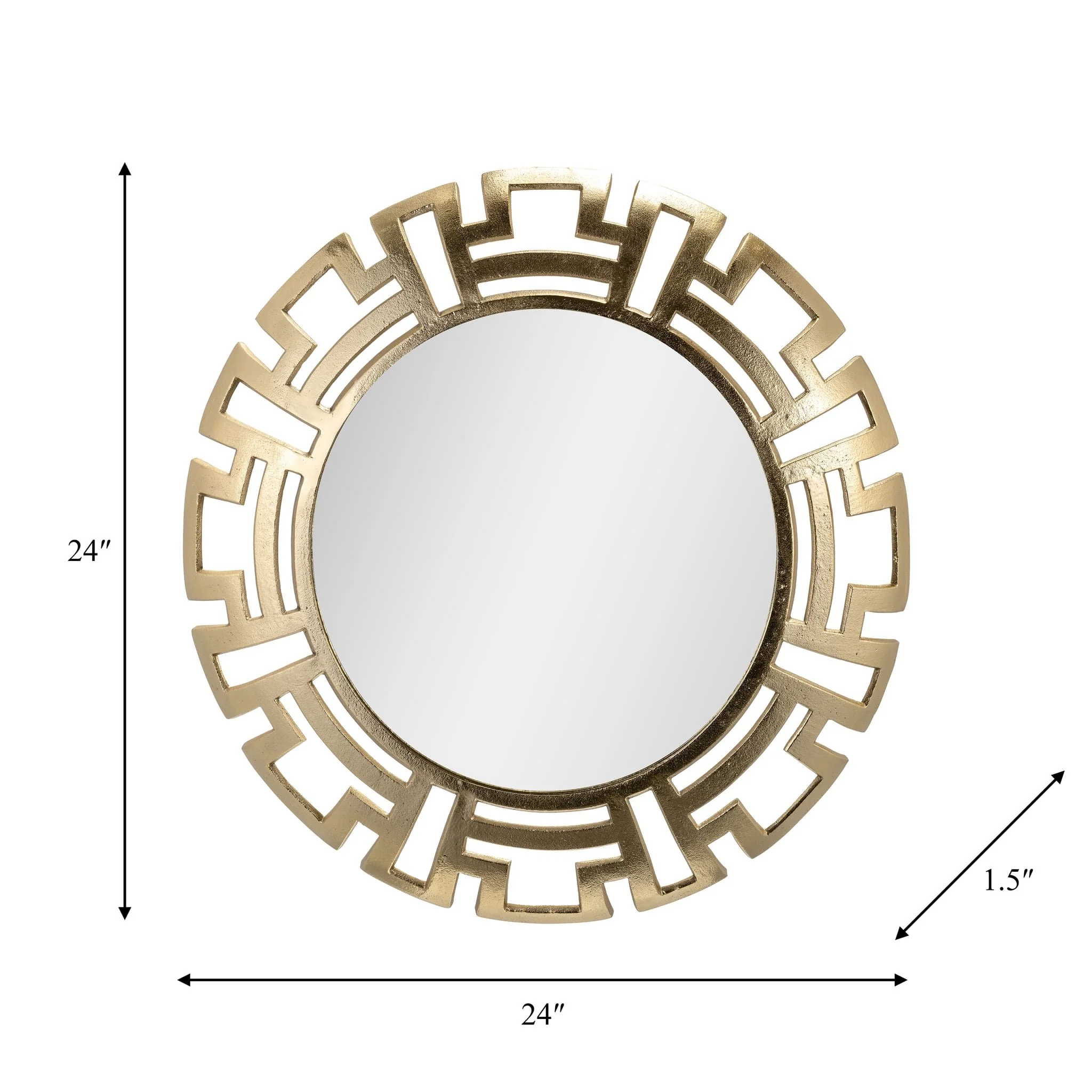 Metal, 24"d Tribal Round Mirror, Gold - Image 6