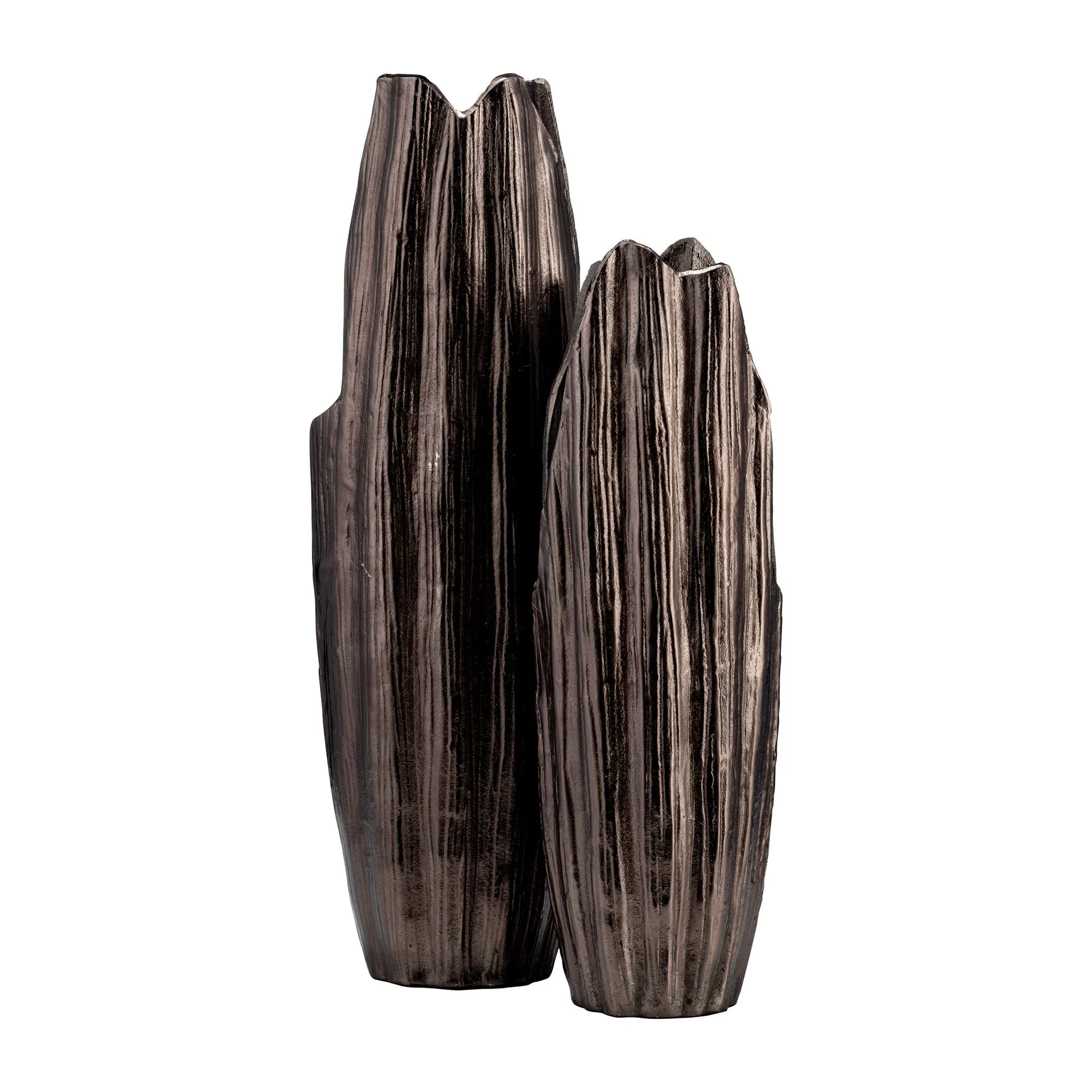 Metal, 24"h, Abstract Ridged Vase,blk Nickel - Image 10