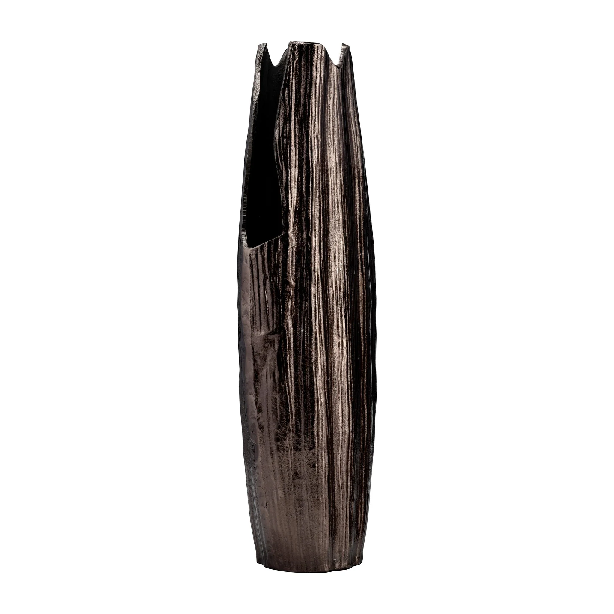 Metal, 24"h, Abstract Ridged Vase,blk Nickel - Image 2