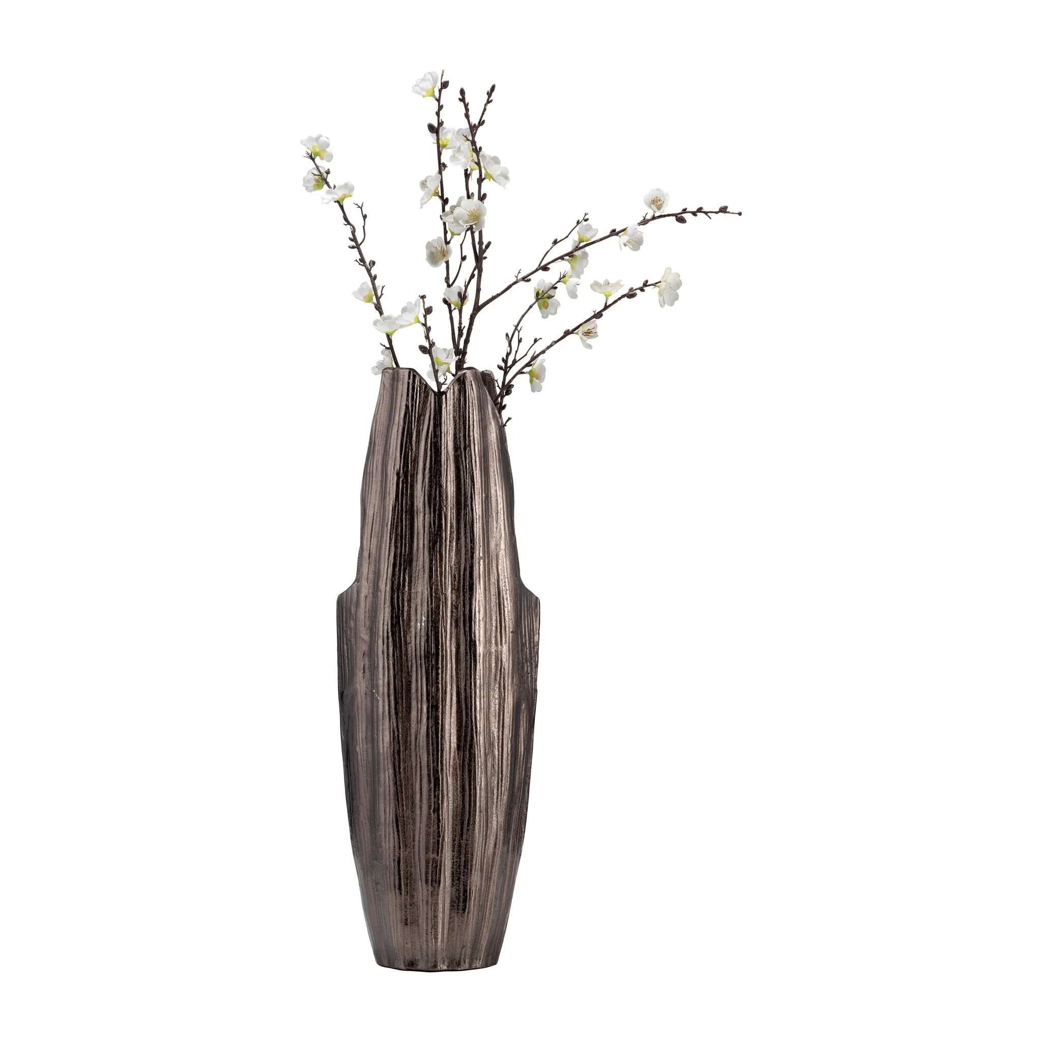 Metal, 24"h, Abstract Ridged Vase,blk Nickel - Image 4