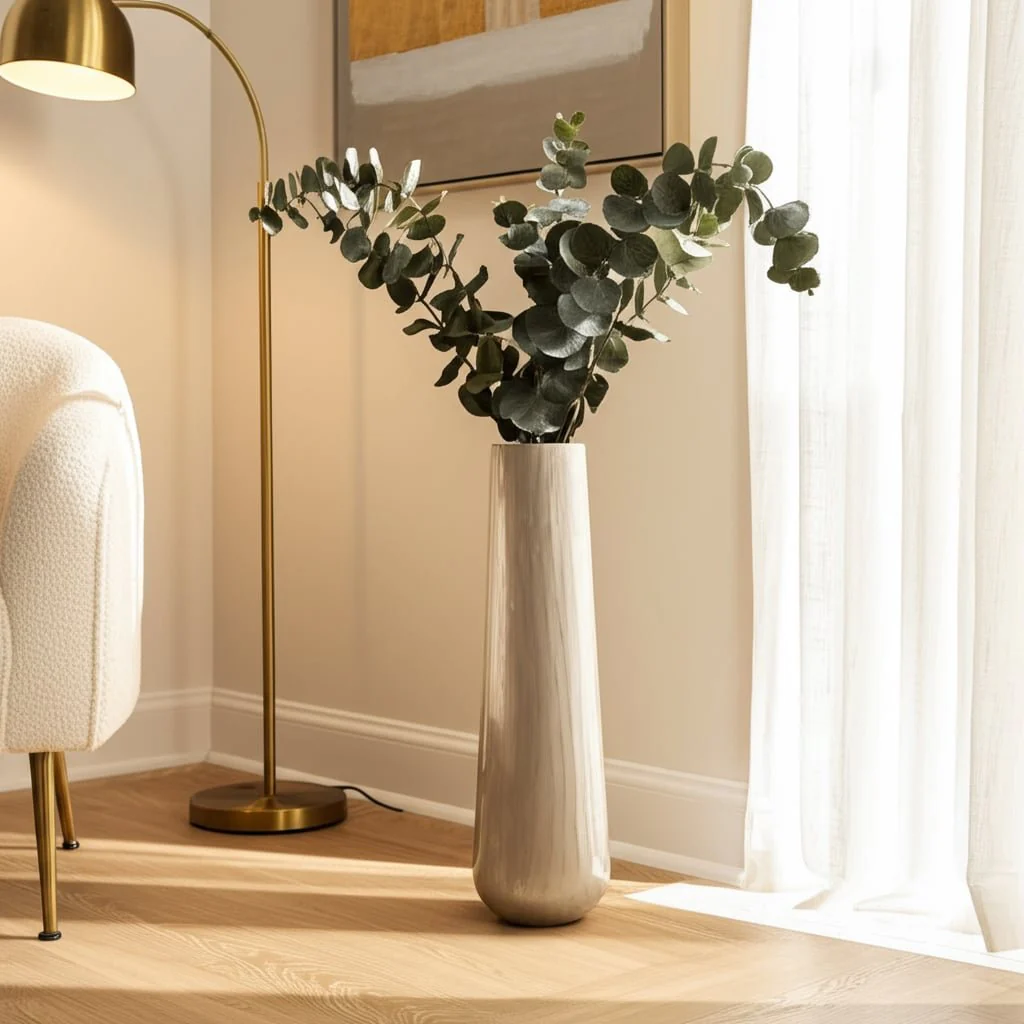 Metal 24"h Alabastron Vase, Pearl White - Image 10