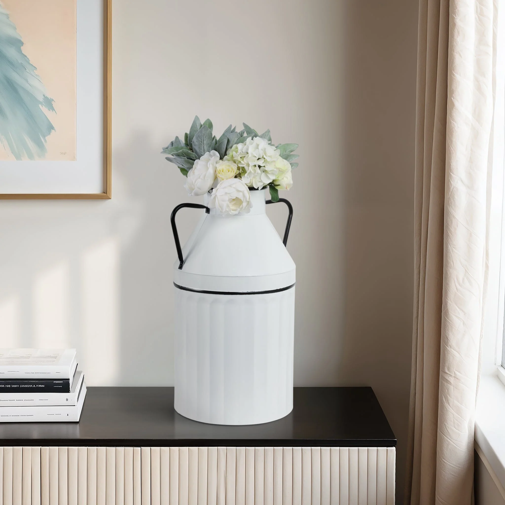 Metal 24"h Milk Bucket, White - Image 10