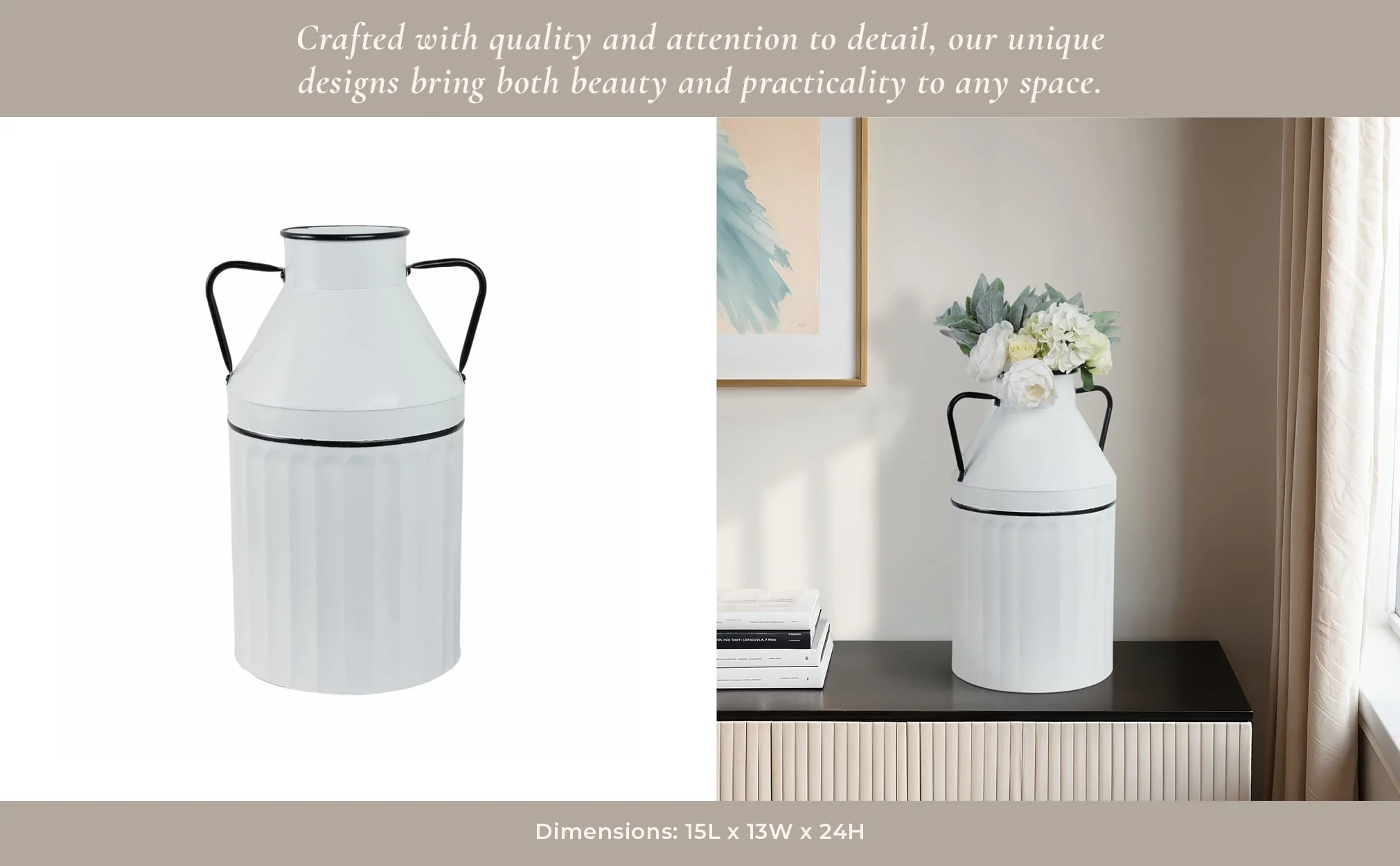 Metal 24"h Milk Bucket, White - Image 11