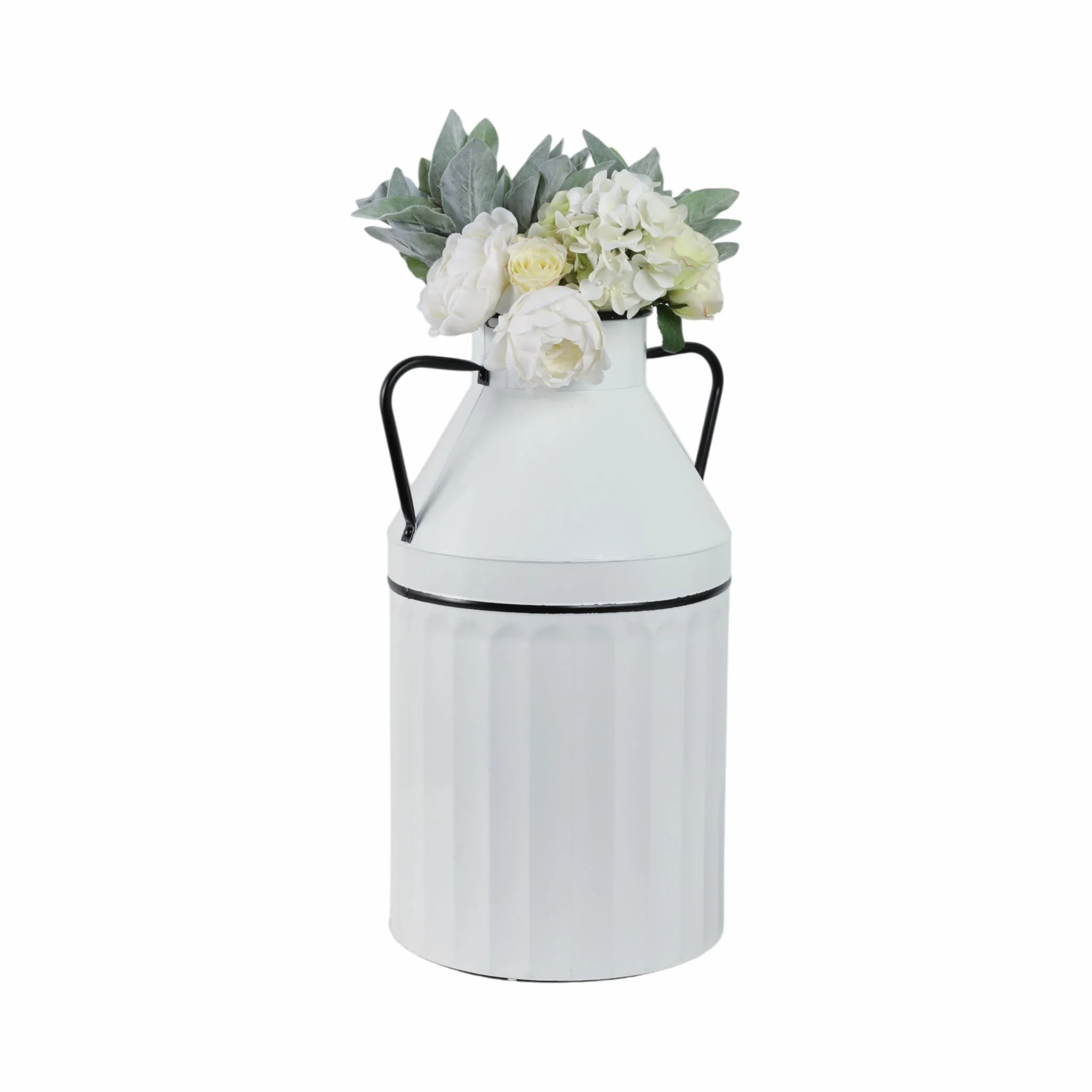 Metal 24"h Milk Bucket, White - Image 2