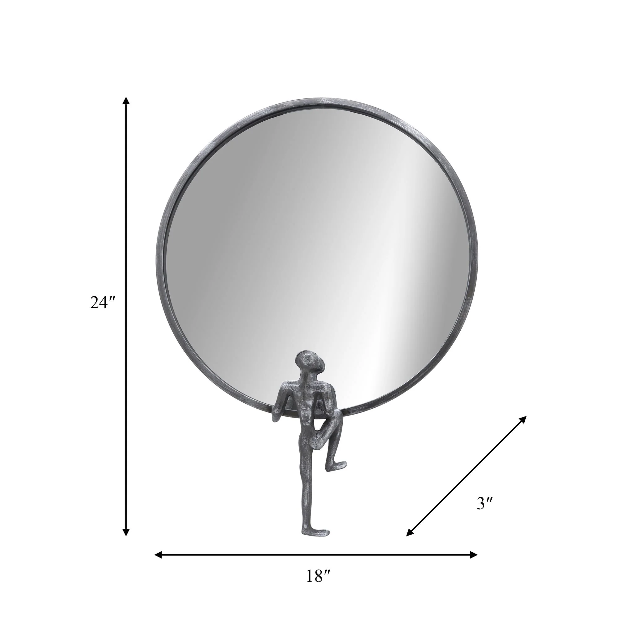 Metal, 24"h, Mirror With Man Deco, Black - Image 6