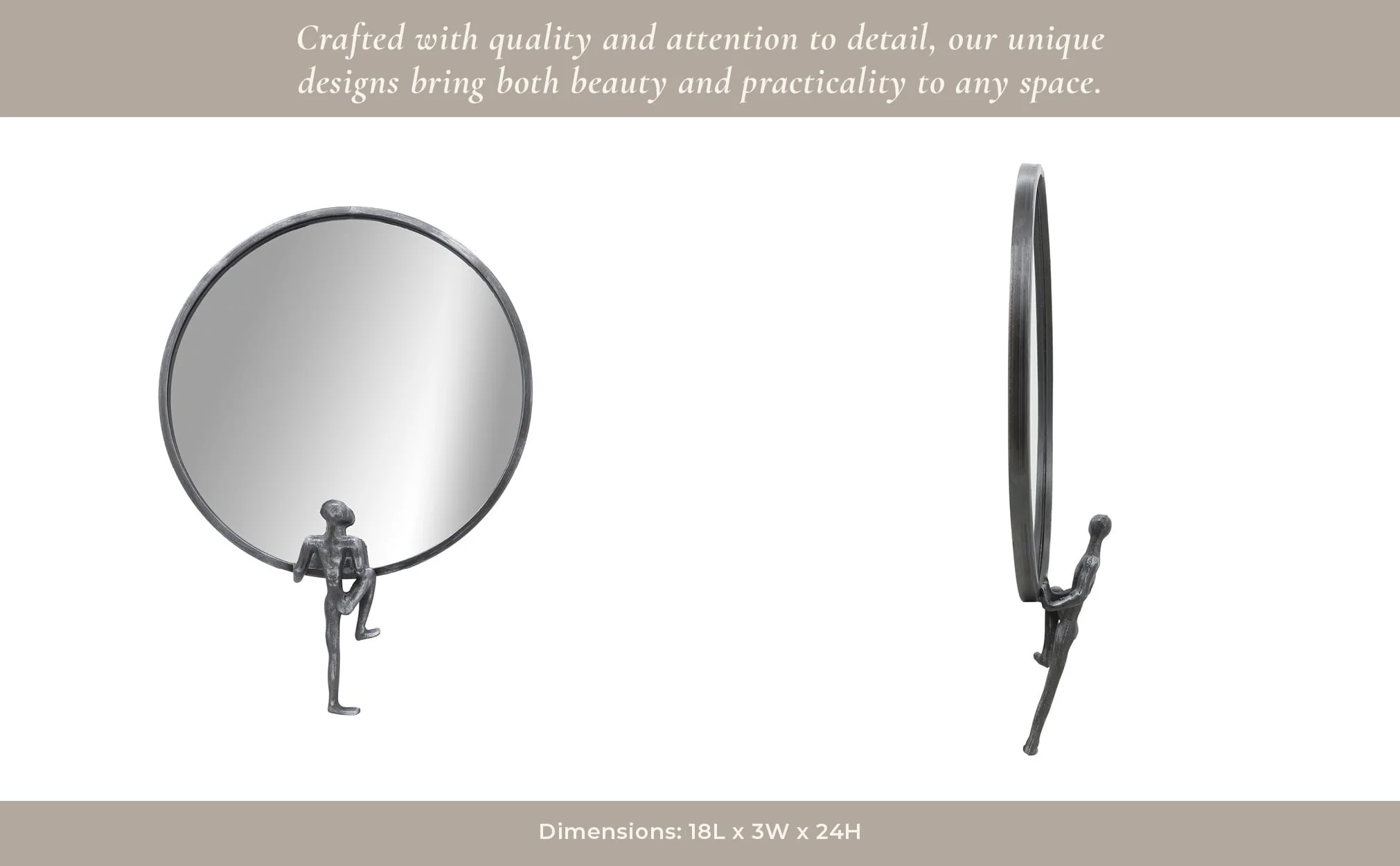 Metal, 24"h, Mirror With Man Deco, Black - Image 9