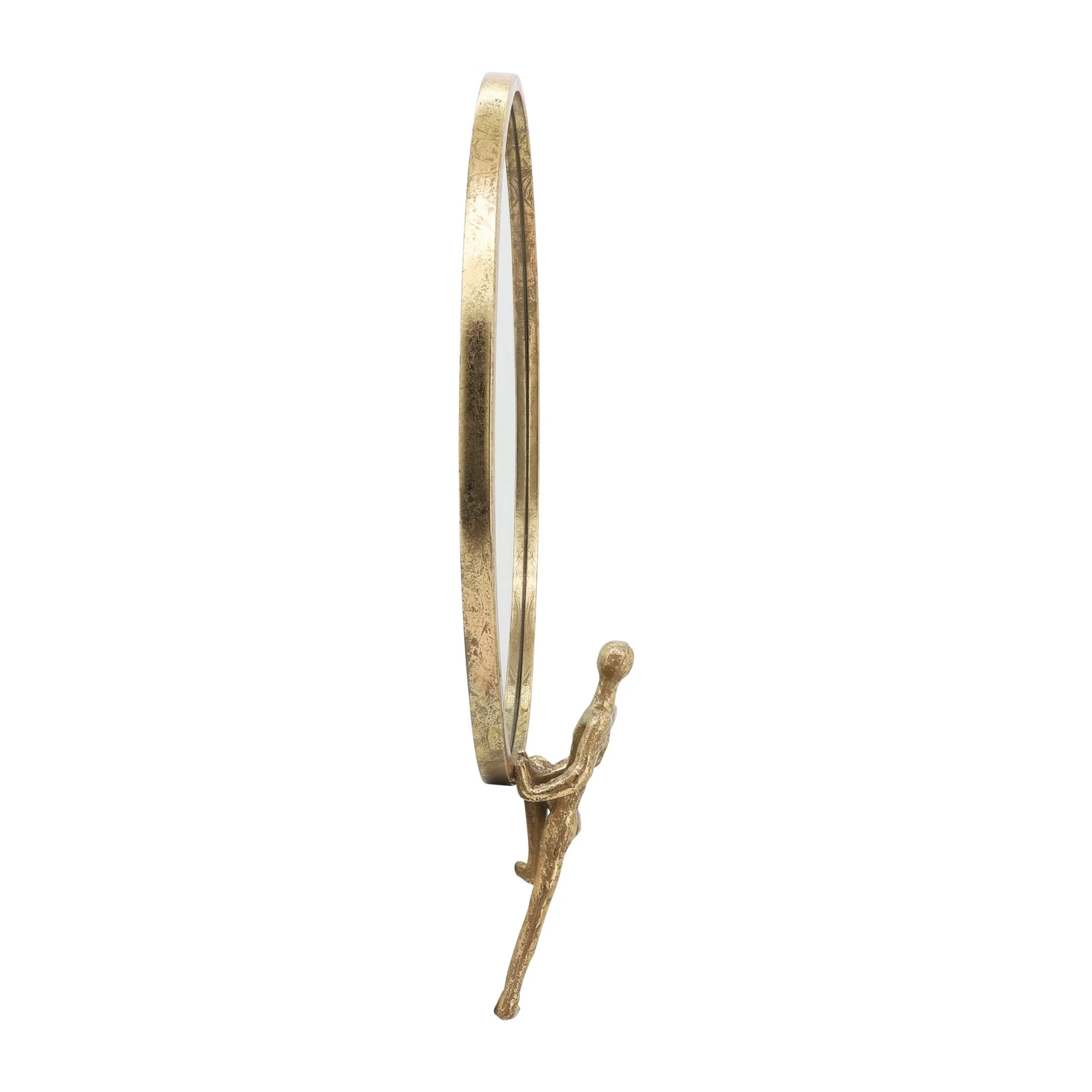 Metal, 24"h, Mirror With Man Deco, Gold - Image 2
