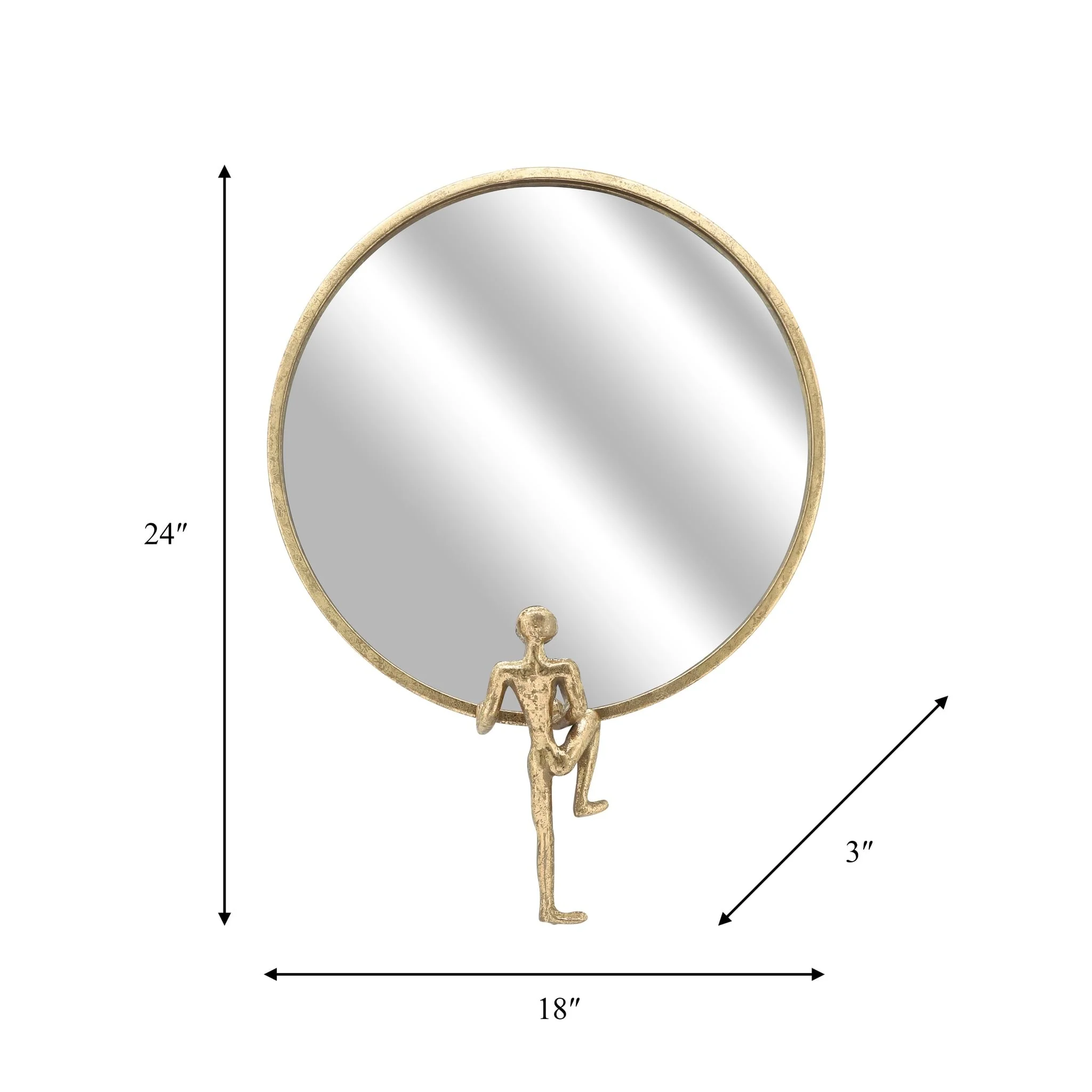 Metal, 24"h, Mirror With Man Deco, Gold - Image 6