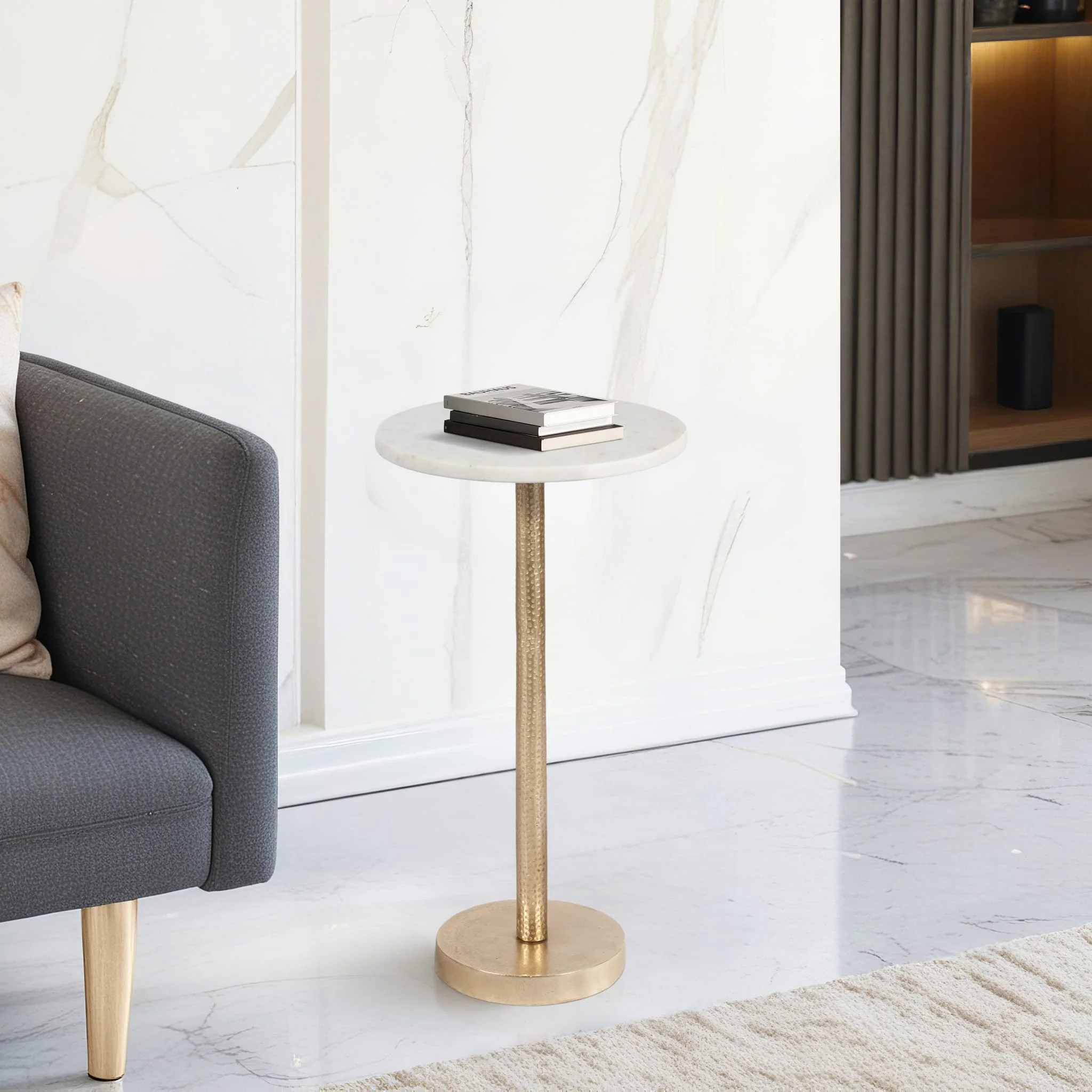 Metal, 24"h Round Drink Table - Flat Base, Gold - Image 9