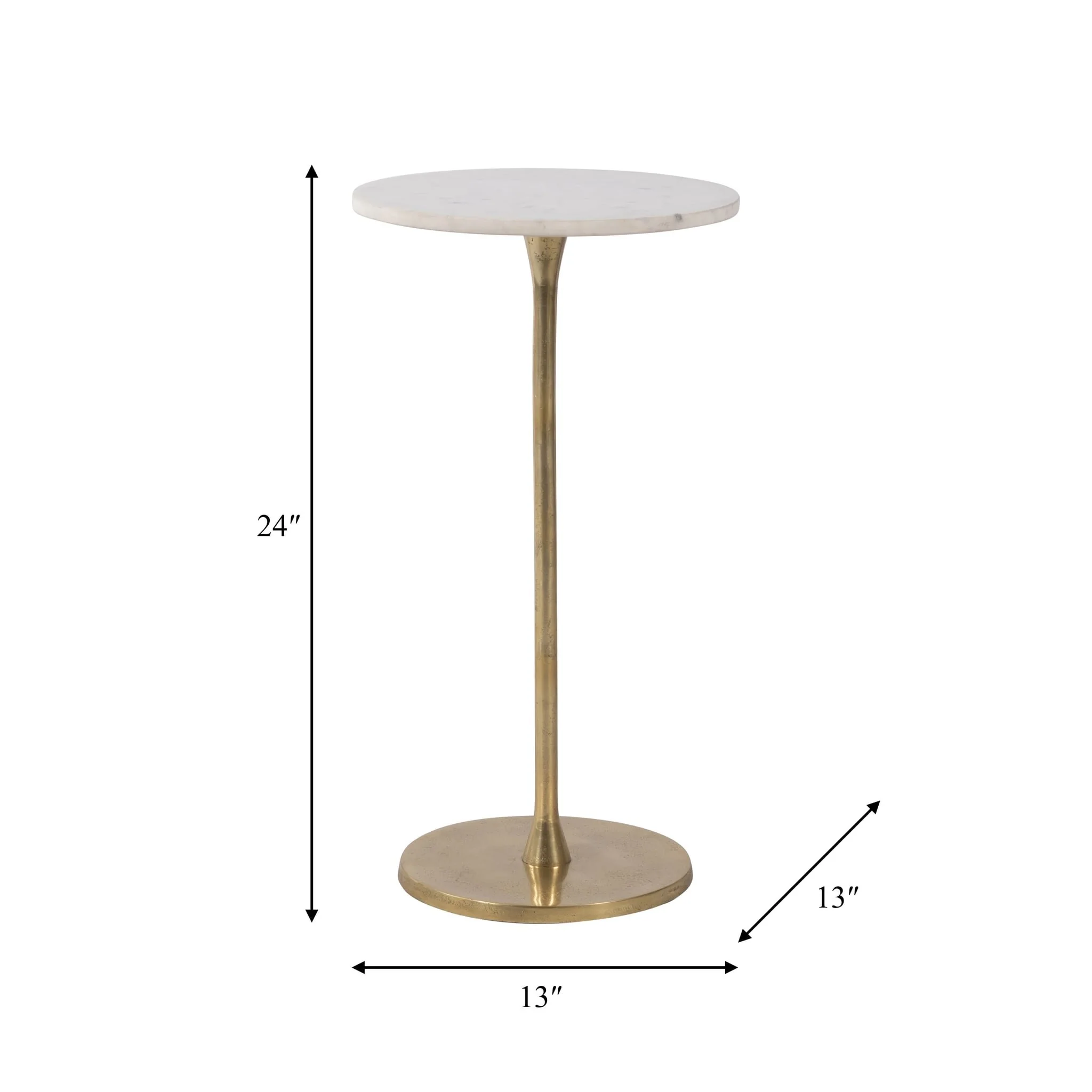 Metal, 24"h Round Drink Table, Gold/white - Image 7