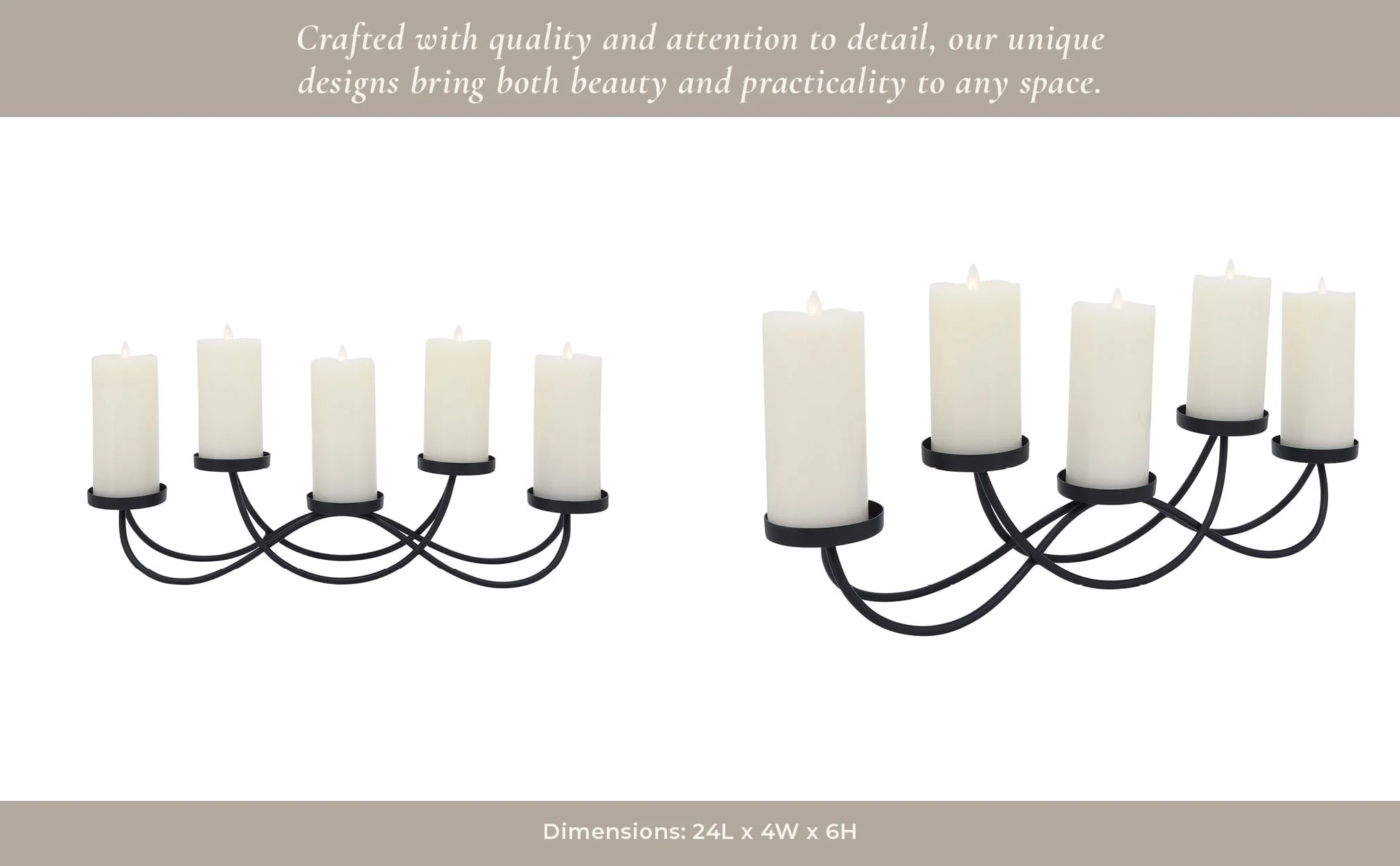 Metal, 24"l 5-pillar Holders, Black - Image 12