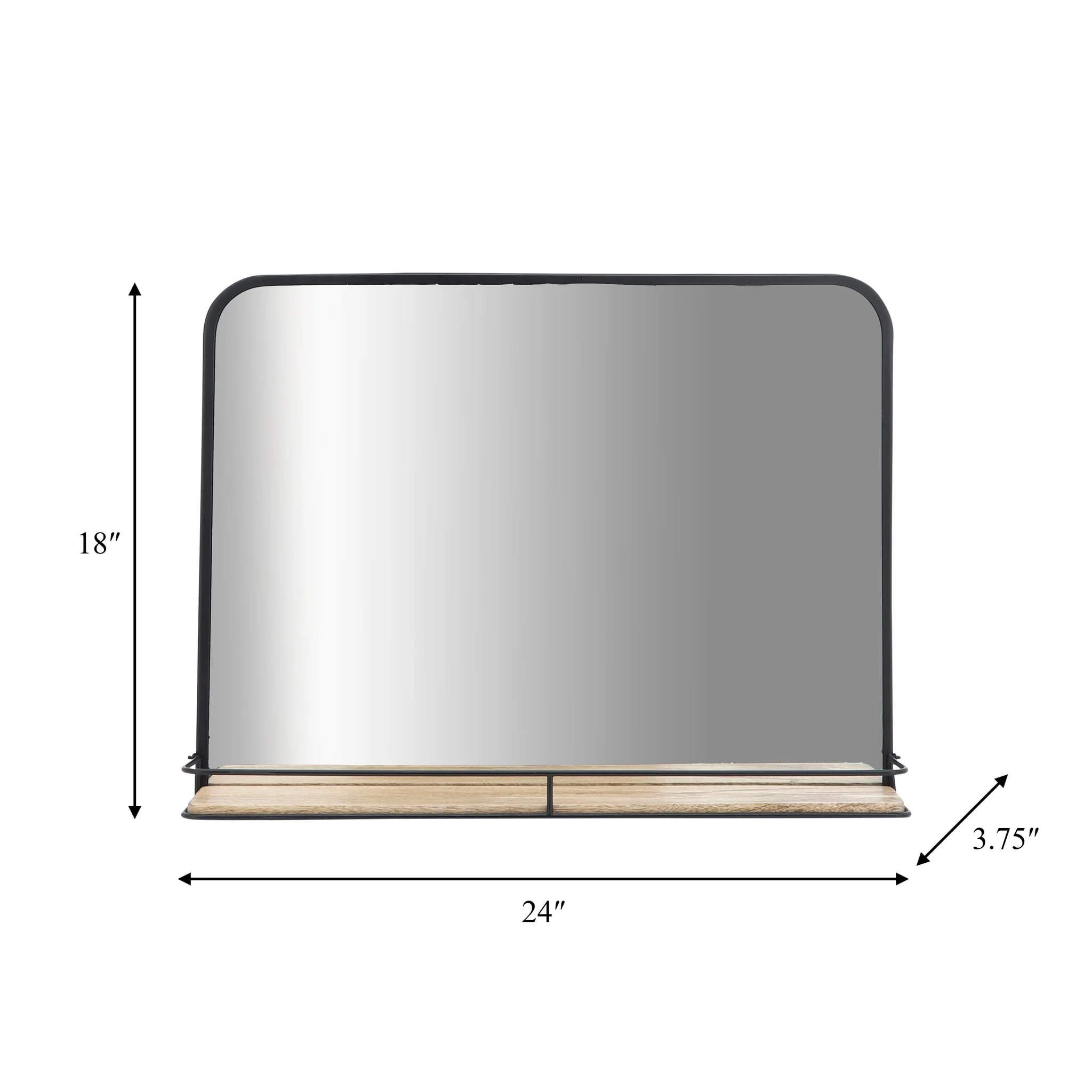 Metal, 24x18 Mirror W/ Folding Shelf, Black/brown - Image 3