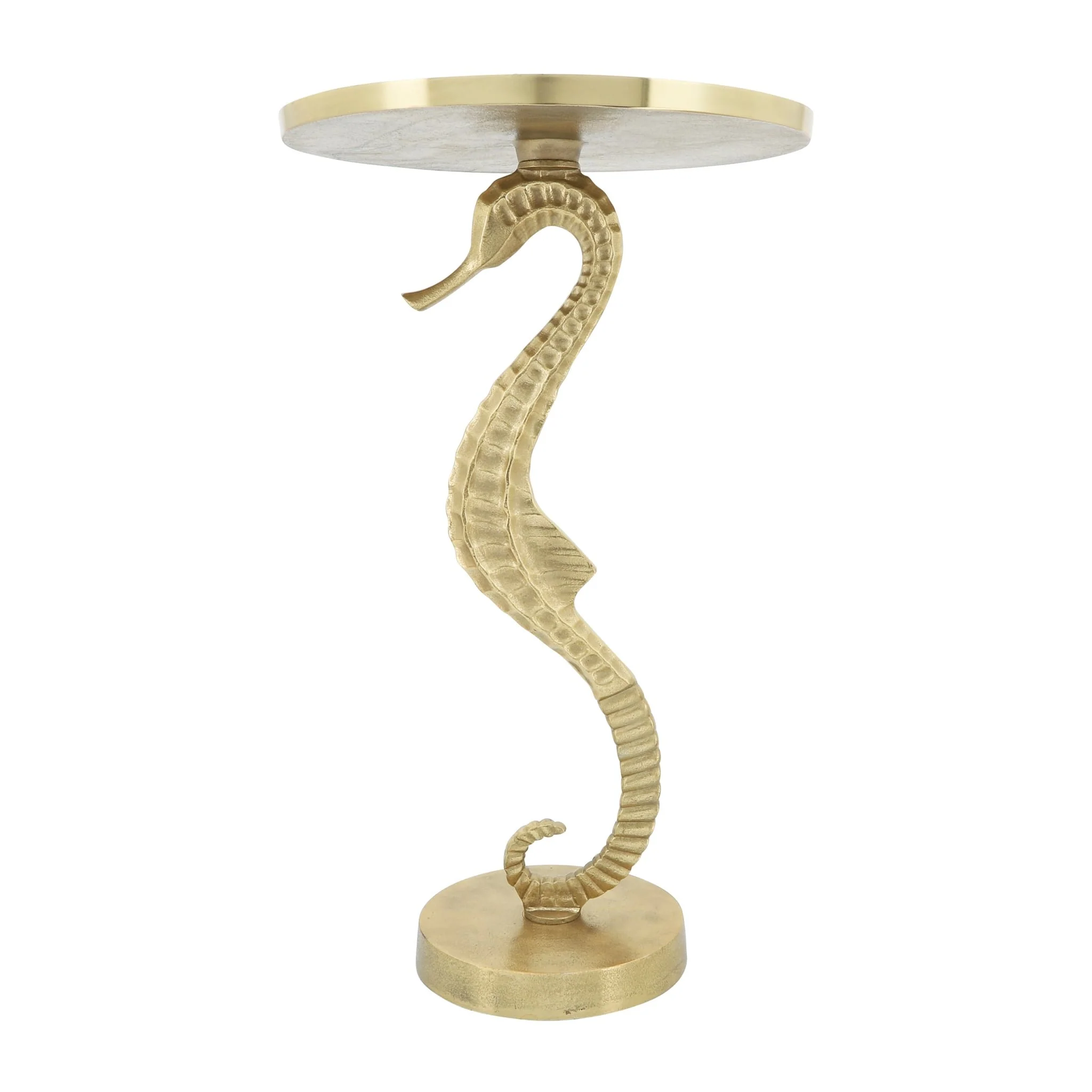 Metal, 25" Seahorse Side Table, Gold Kd - Image 4